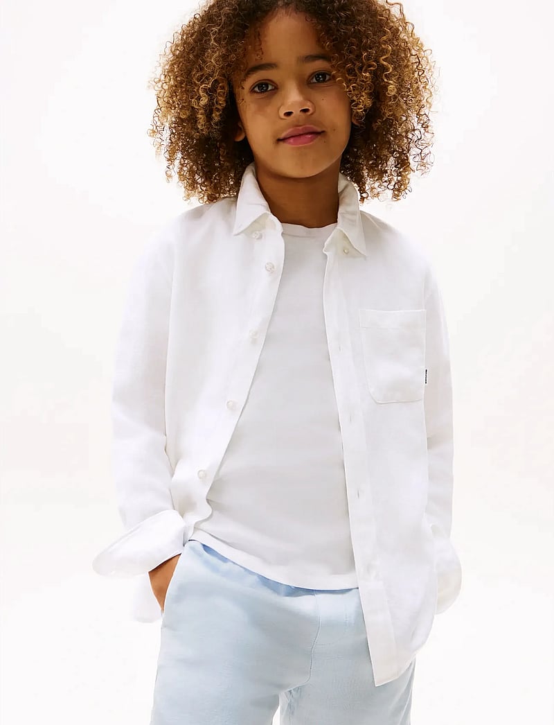 Tommy Hilfiger - LINEN BLEND RELAXED SHIRT LS - langærmede skjorter - white - 0