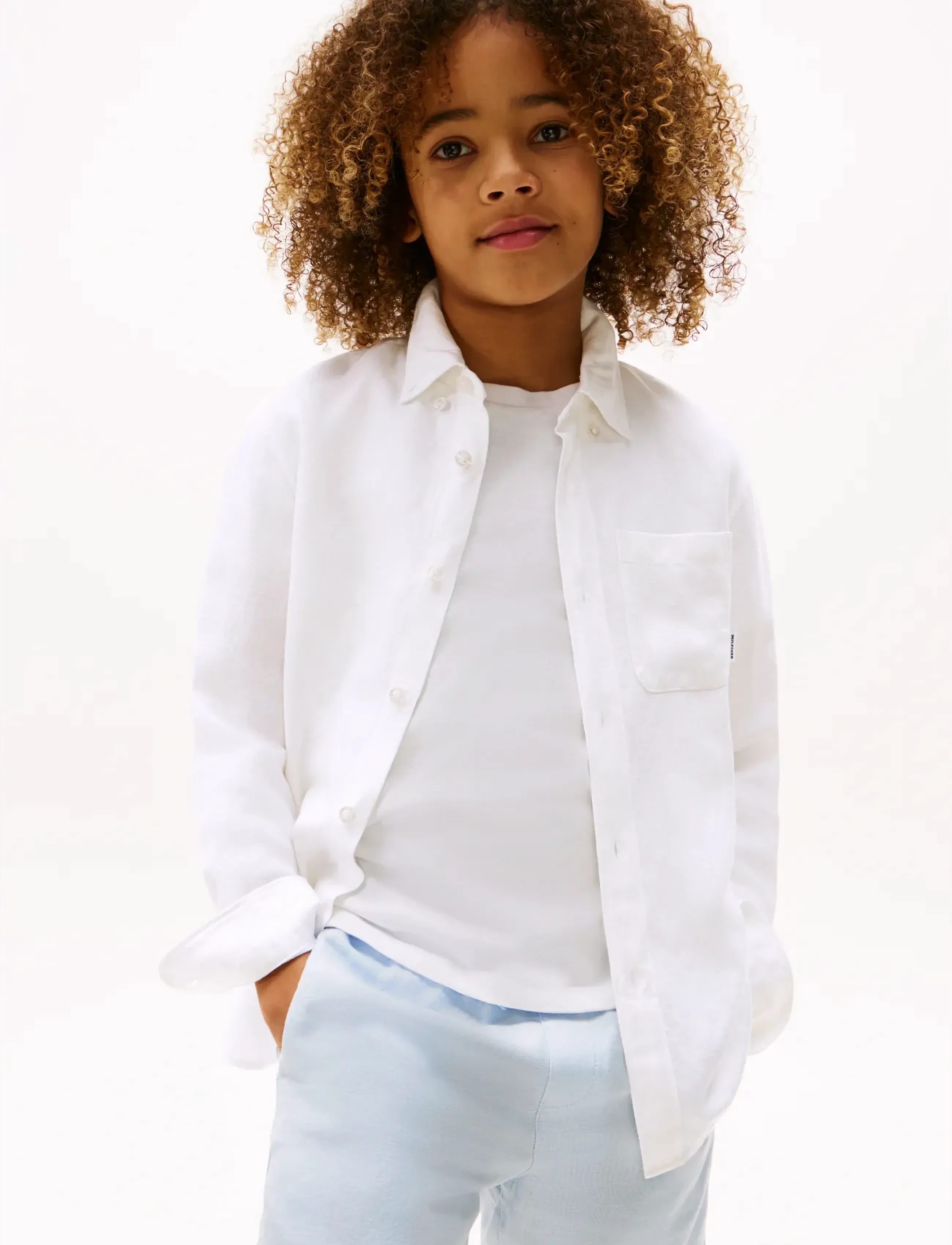 Tommy Hilfiger LINEN BLEND RELAXED SHIRT LS - Tøj - WHITE / white