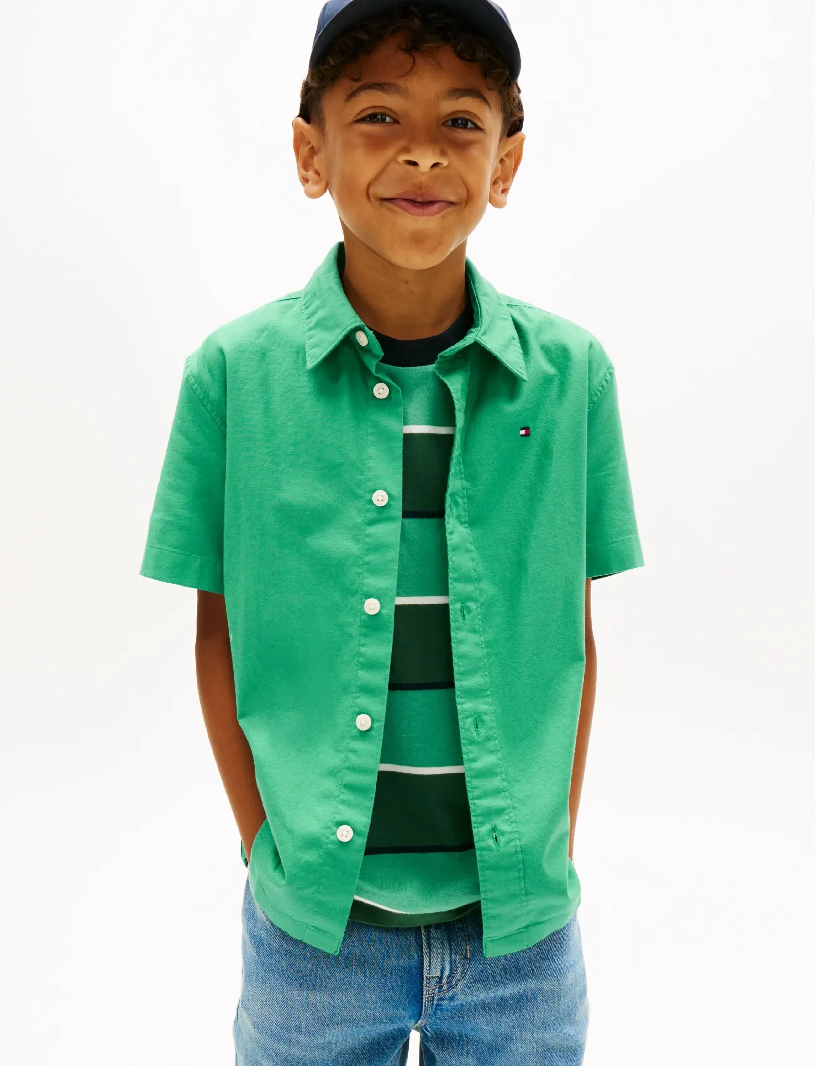 Tommy Hilfiger STRETCH OXFORD SHIRT SS - Kortärmade skjortor - BAHAMA GREEN / green