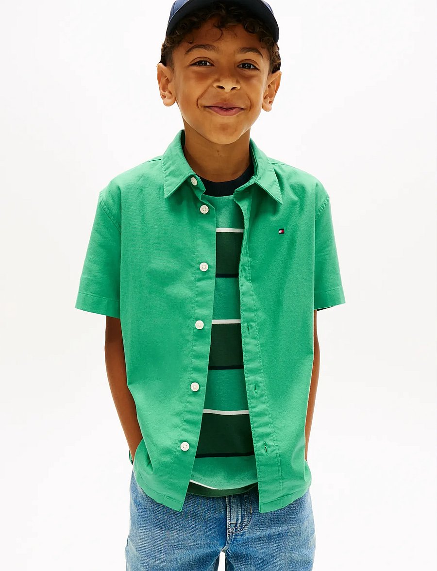 Tommy Hilfiger - STRETCH OXFORD SHIRT SS - kurzärmlige hemden - bahama green - 0