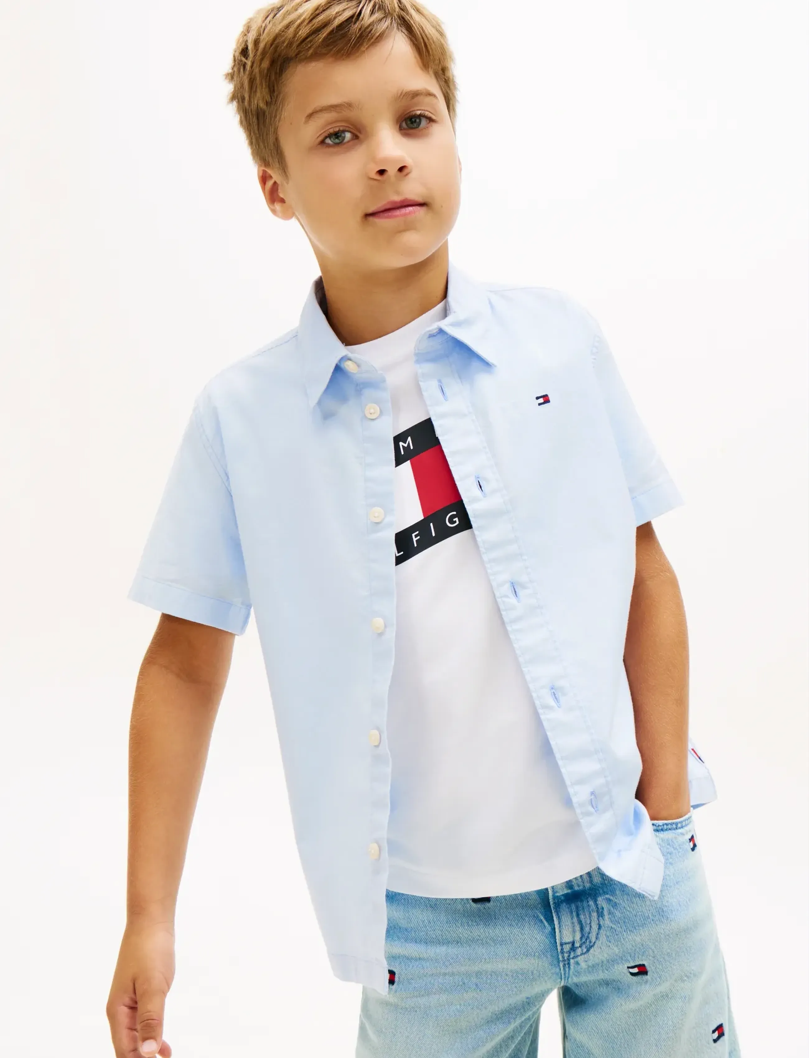 Tommy Hilfiger STRETCH OXFORD SHIRT SS - Kortärmade skjortor - SWEET BLUE / blue