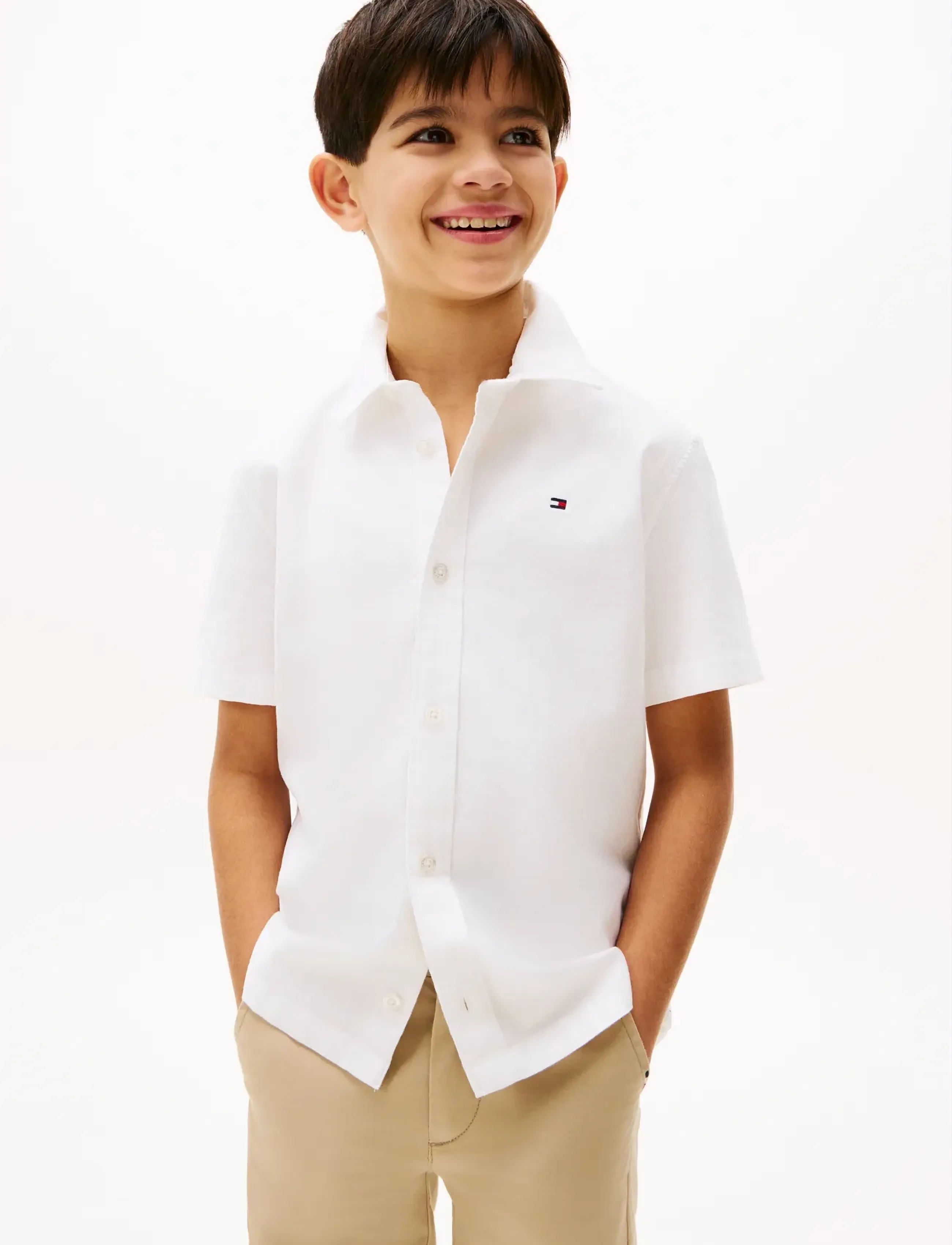 Tommy Hilfiger STRETCH OXFORD SHIRT SS - Kurzärmlige Hemden - WHITE / white