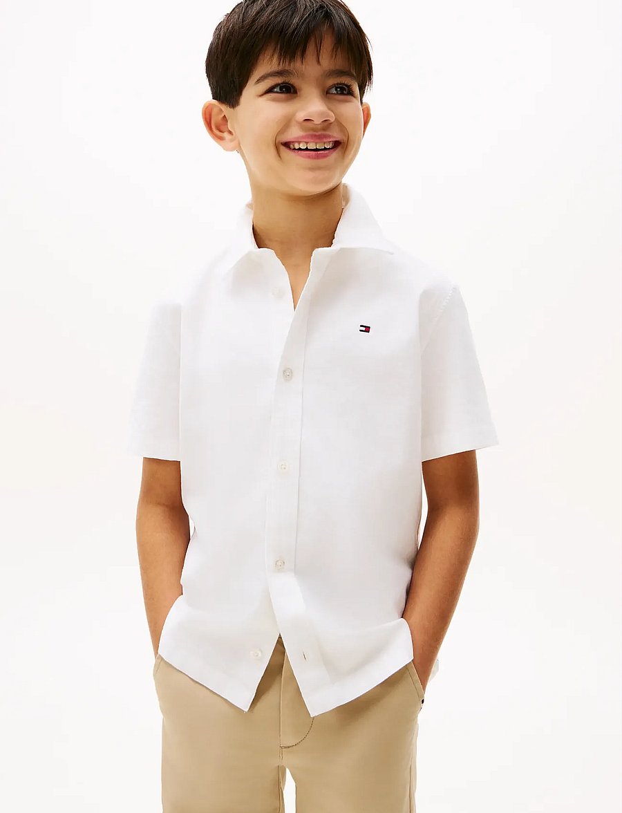 Tommy Hilfiger - STRETCH OXFORD SHIRT SS - kurzärmlige hemden - white - 0