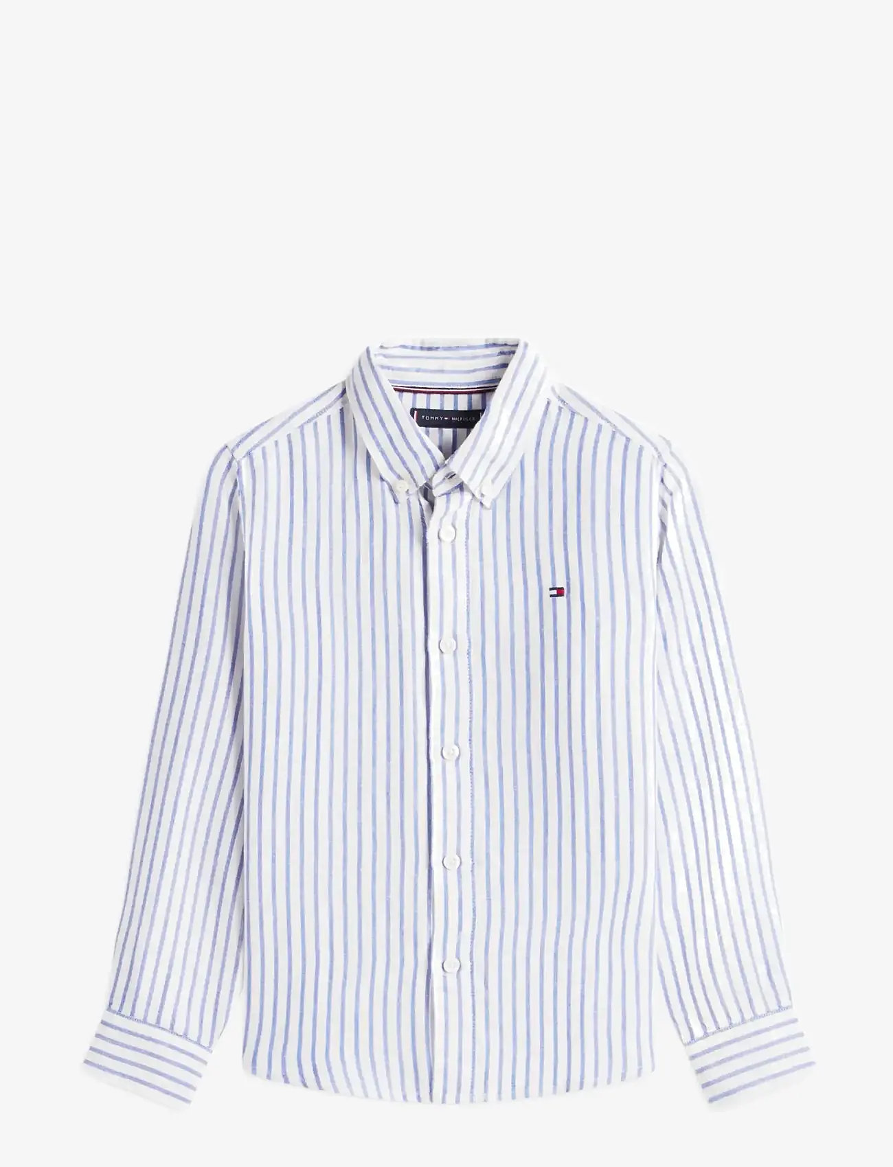 Tommy Hilfiger - LINEN BLEND STRIPED SHIRT LS - langærmede skjorter - empire blue stripe - 1