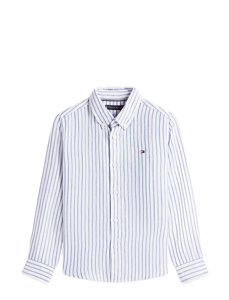 Tommy Hilfiger - LINEN BLEND STRIPED SHIRT LS - langærmede skjorter - empire blue stripe - 1
