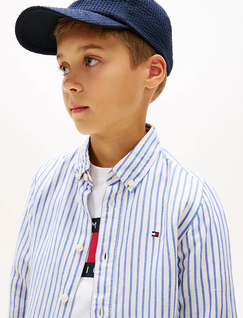 Tommy Hilfiger - LINEN BLEND STRIPED SHIRT LS - langærmede skjorter - empire blue stripe - 4