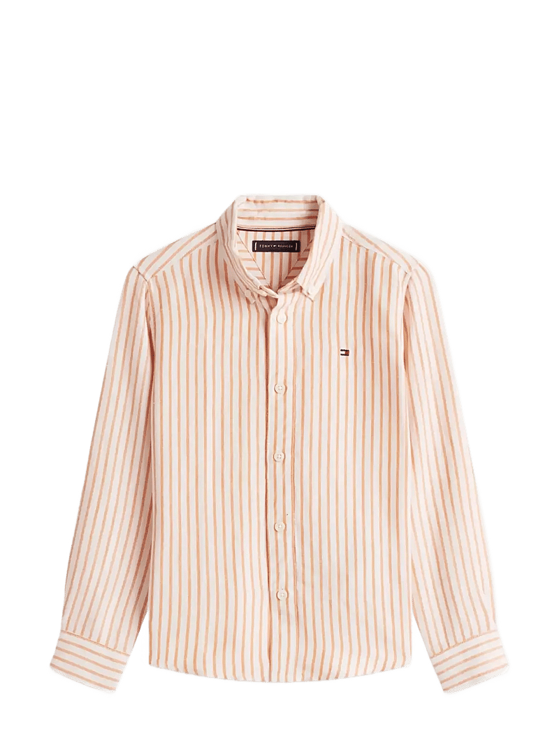Tommy Hilfiger - LINEN BLEND STRIPED SHIRT LS - langærmede skjorter - lush orange stripe - 1