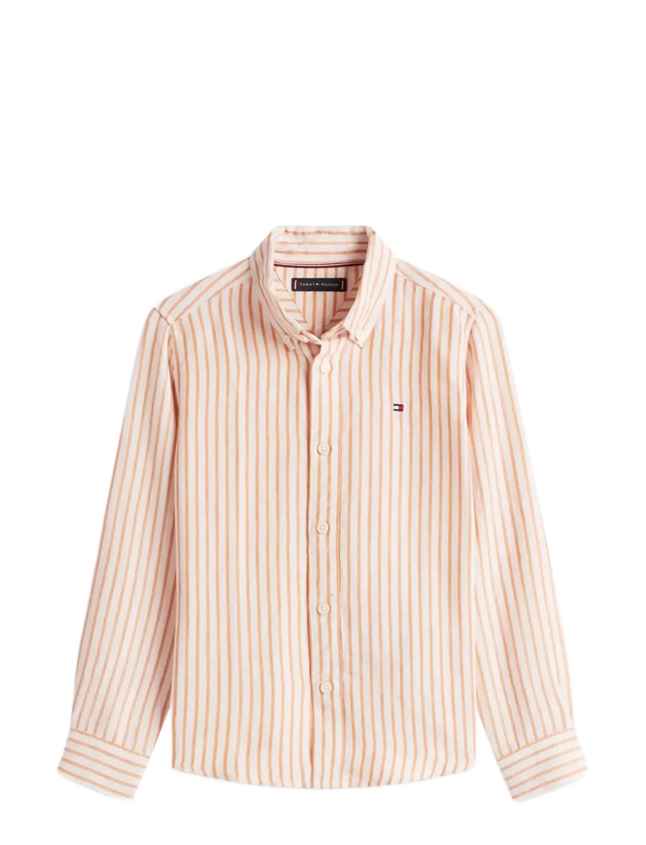 Tommy Hilfiger LINEN BLEND STRIPED SHIRT LS - Skjorter - LUSH ORANGE STRIPE / orange