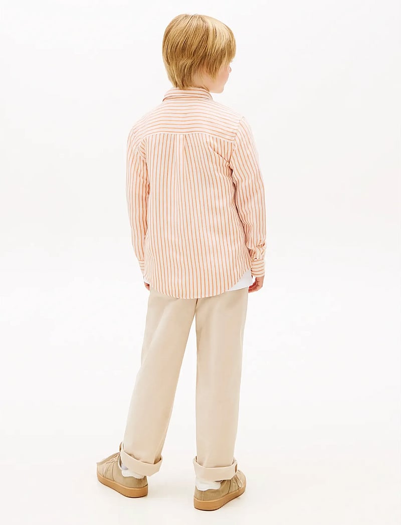 Tommy Hilfiger - LINEN BLEND STRIPED SHIRT LS - langærmede skjorter - lush orange stripe - 2