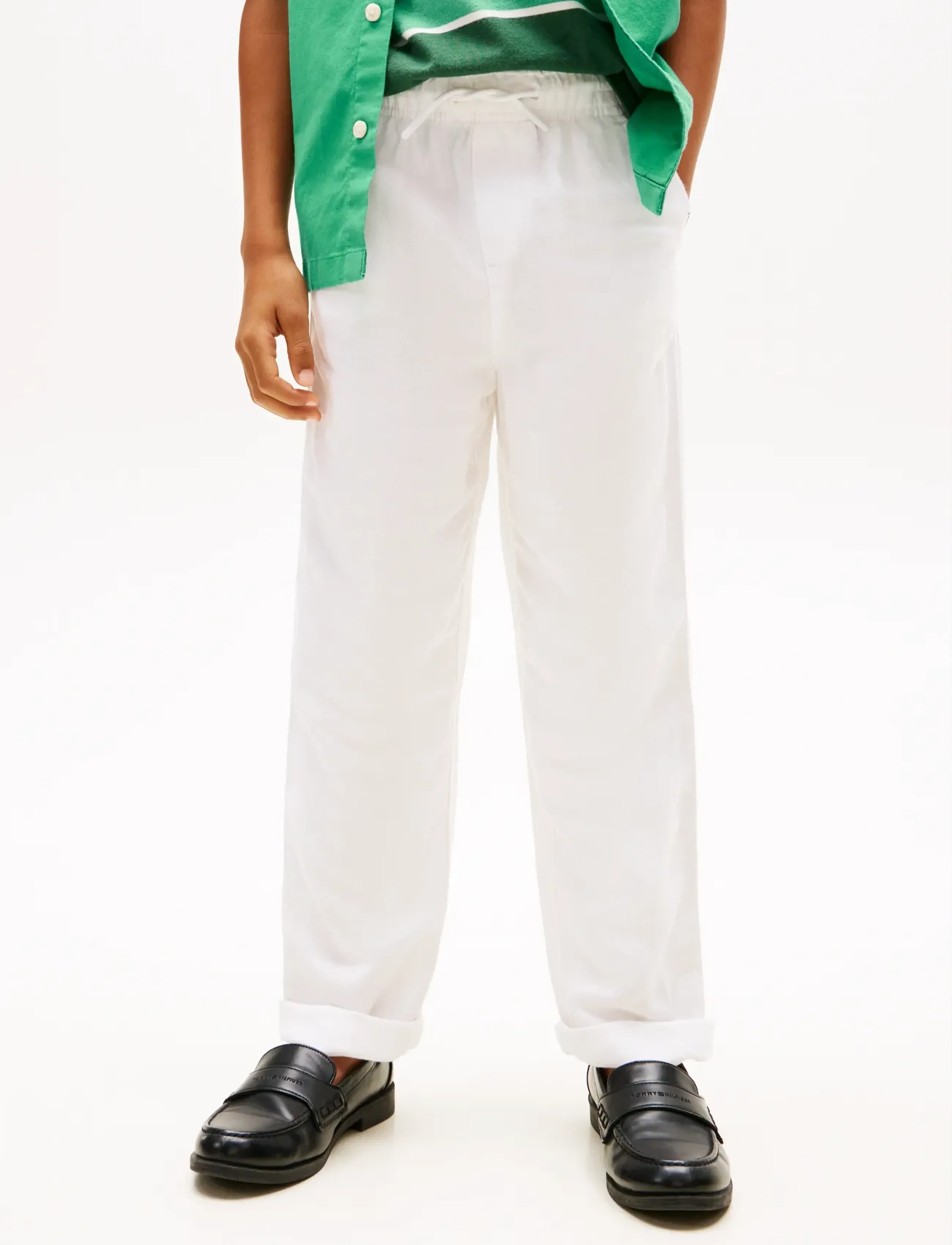 Tommy Hilfiger RELAXED LINEN VISCOSE PANT - Underdele - WHITE / white