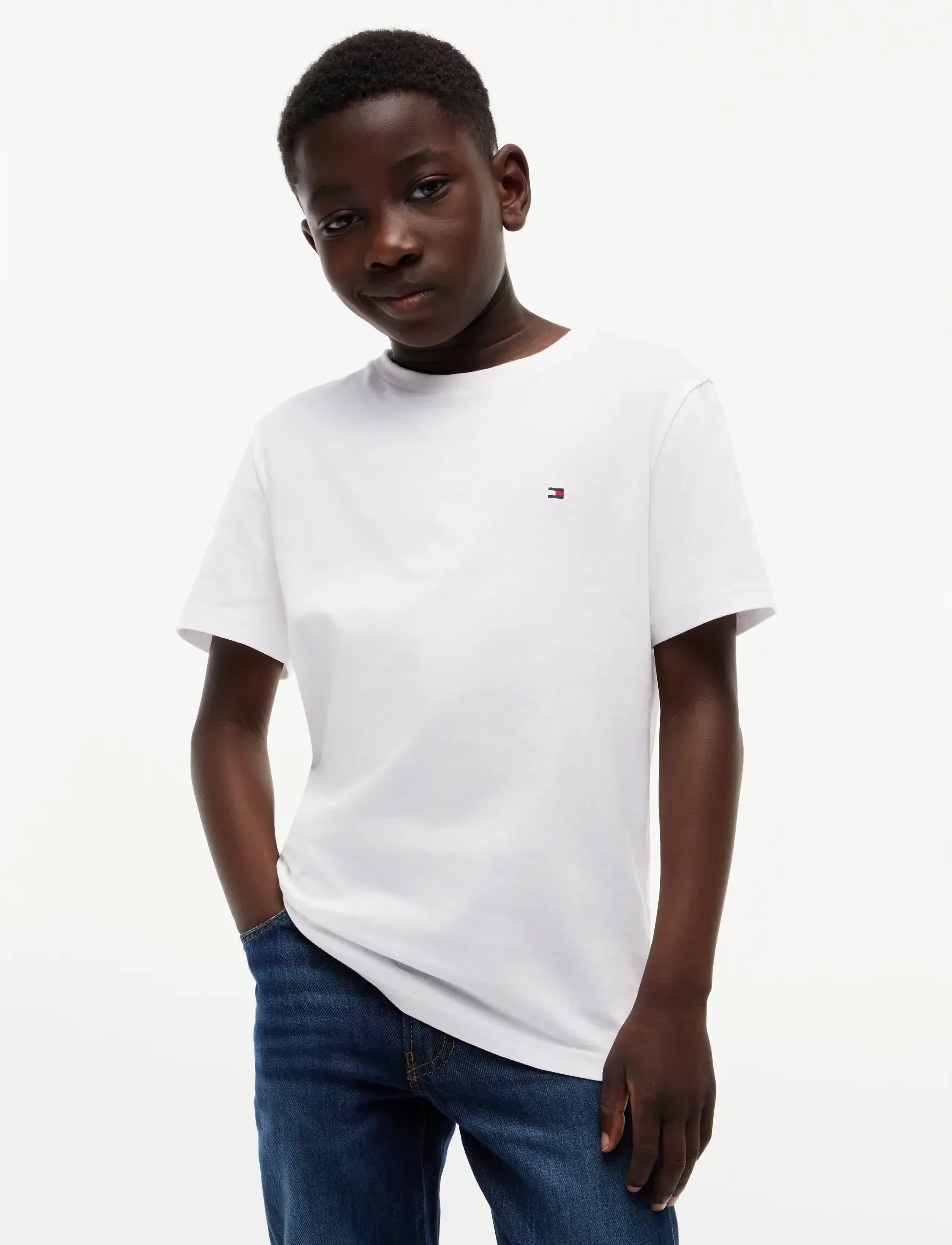 Tommy Hilfiger Essential Archive Fit Tee Ss, Børn, Essentiel T-Shirt, Hvid, Str: 140