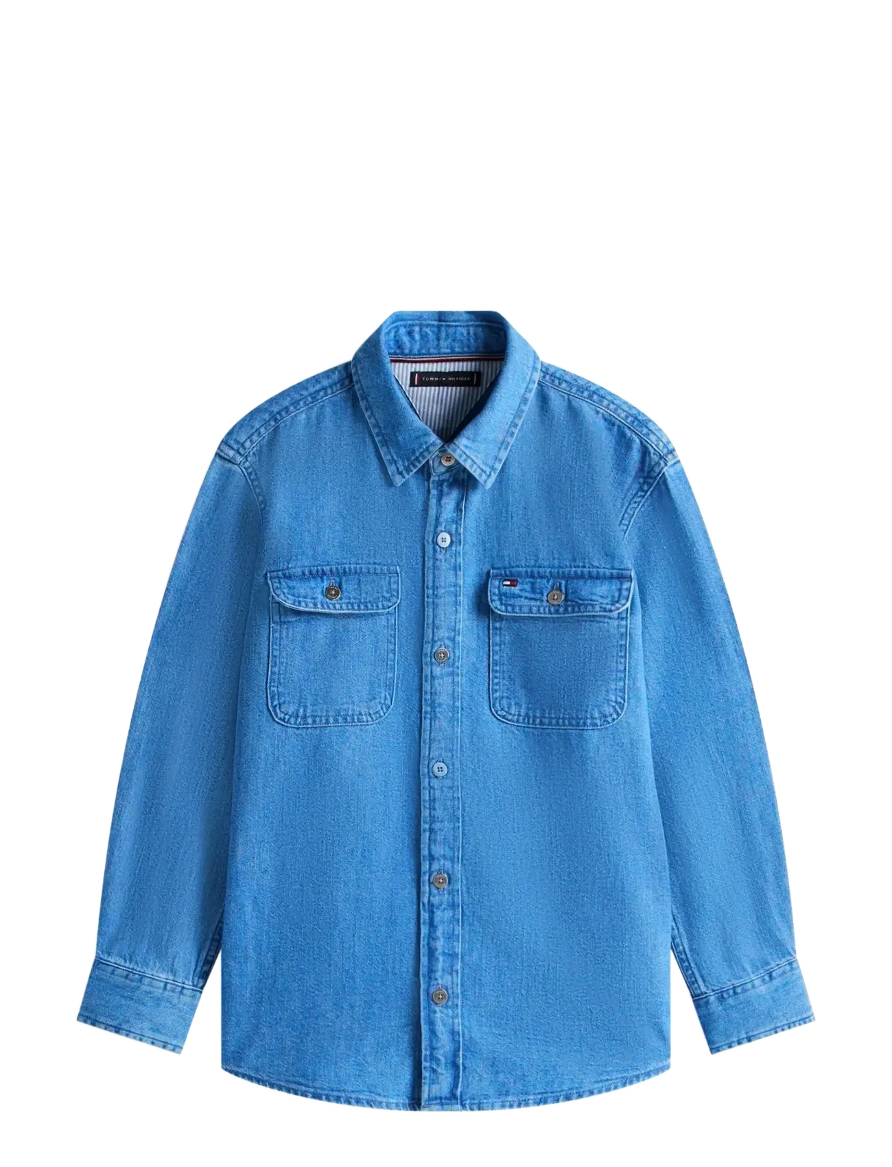 MID BLUE DENIM SHIRT LS - DENIM MEDIUM BLUE