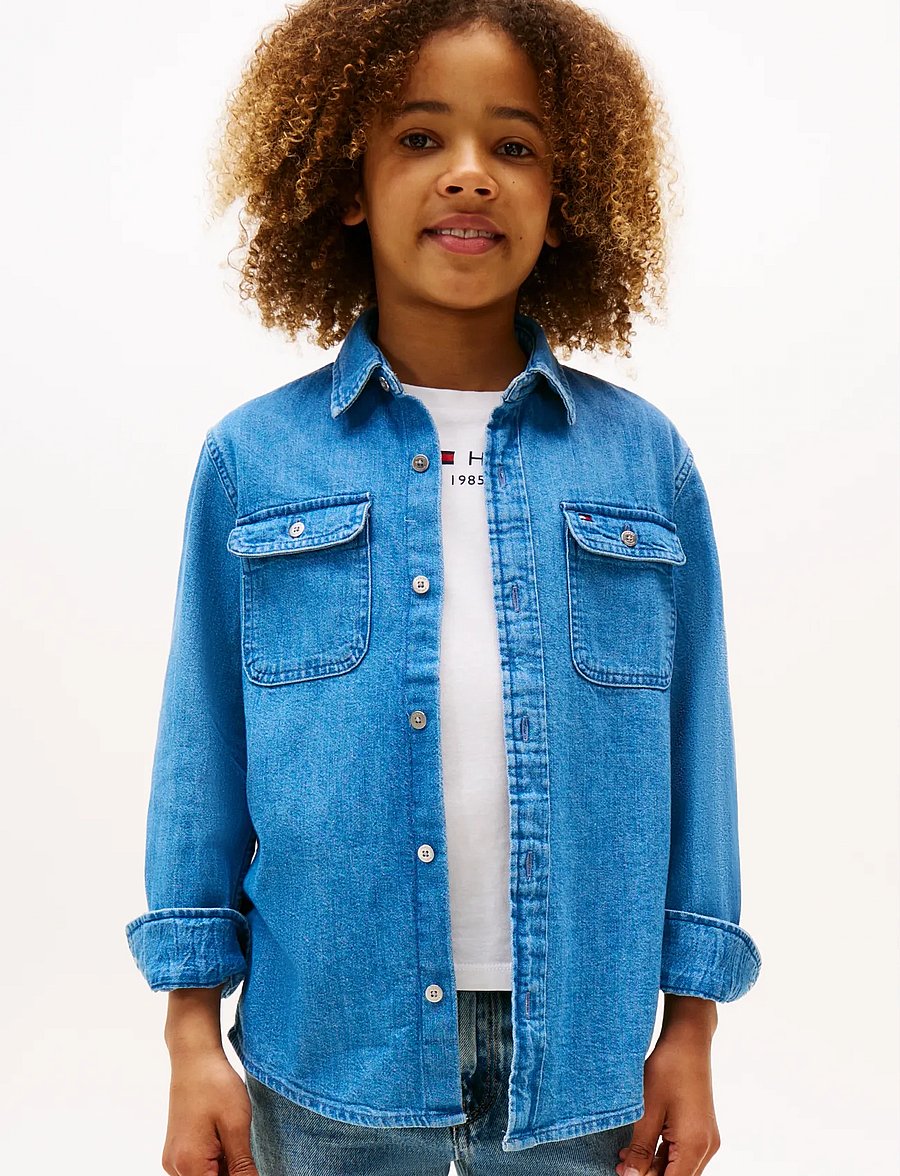 Tommy Hilfiger - MID BLUE DENIM SHIRT LS - langärmlige hemden - denim medium blue - 0