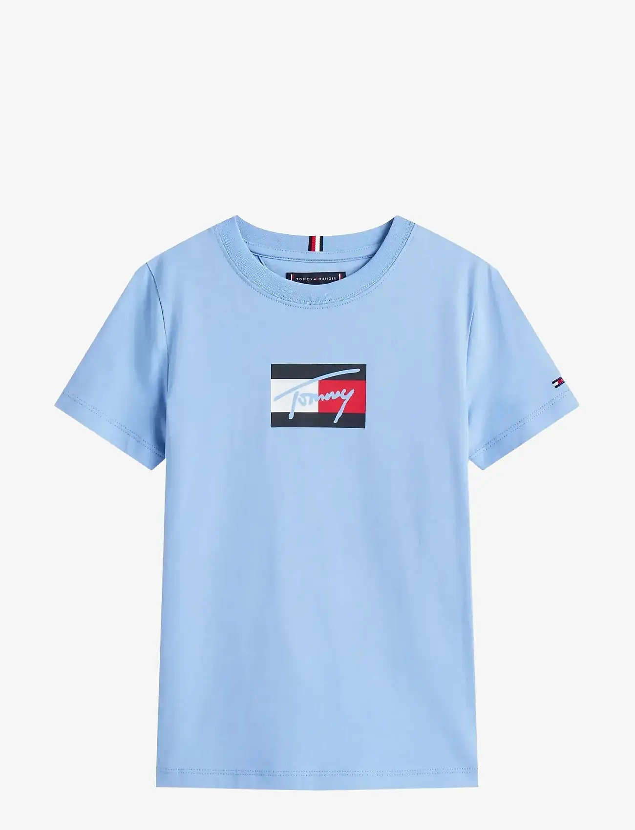 Tommy Hilfiger - TOMMY SCRIPT FLAG PRINT TEE SS - höstkläder - cloudy blue - 0