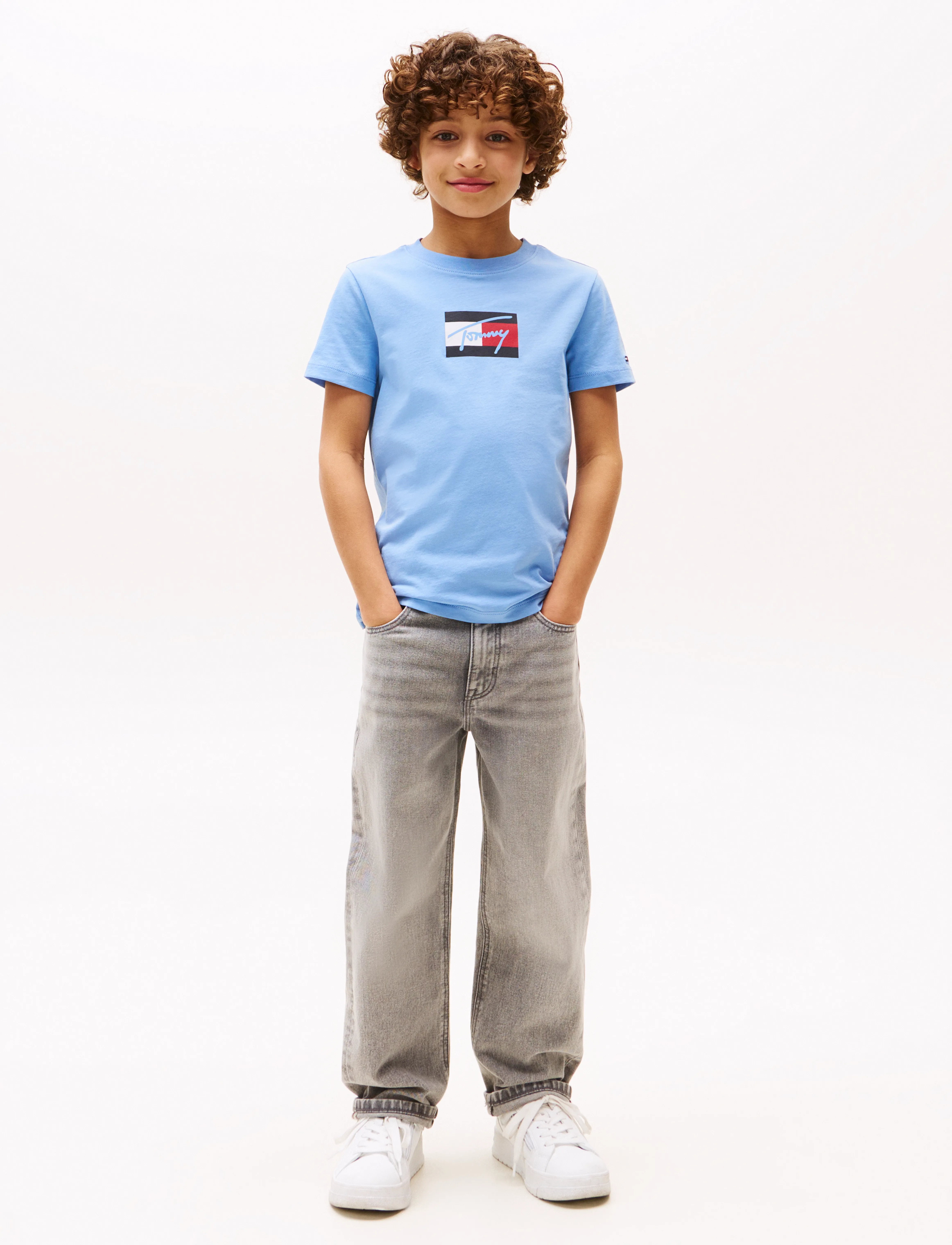Tommy Hilfiger - TOMMY SCRIPT FLAG PRINT TEE SS - cloudy blue - 2