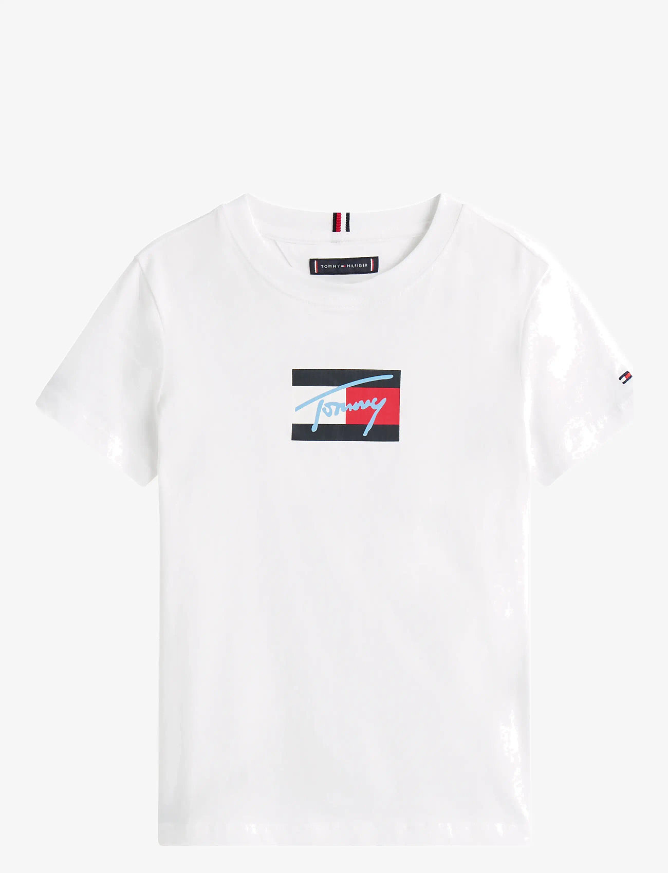 Tommy Hilfiger - TOMMY SCRIPT FLAG PRINT TEE SS - efterårstøj - white - 0