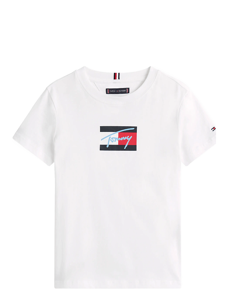 Tommy Hilfiger - TOMMY SCRIPT FLAG PRINT TEE SS - short-sleeved t-shirts - white - 1