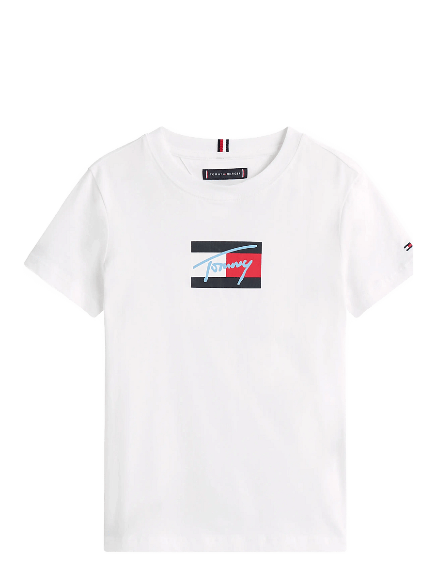 Tommy Hilfiger - TOMMY SCRIPT FLAG PRINT TEE SS - kurzärmelige - white - 1