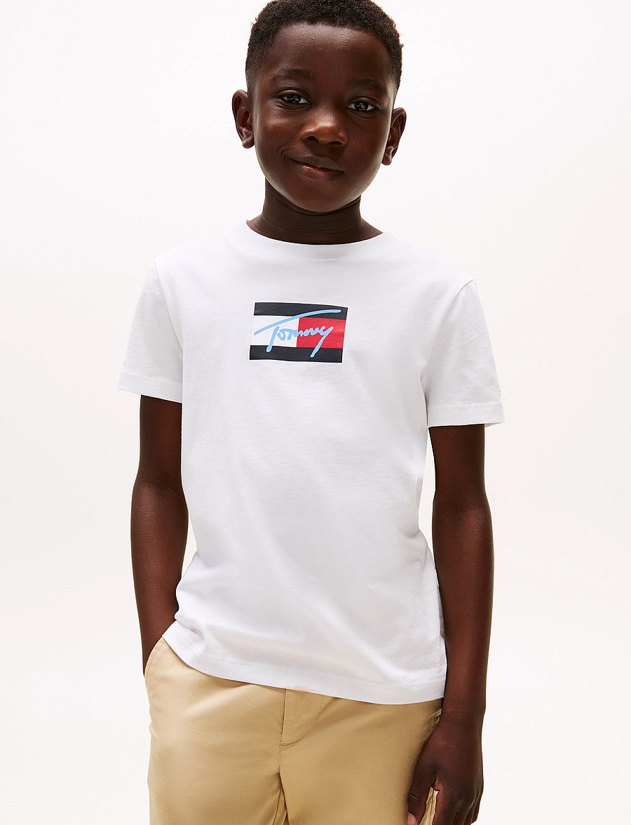 Tommy Hilfiger - TOMMY SCRIPT FLAG PRINT TEE SS - kurzärmelige - white - 0