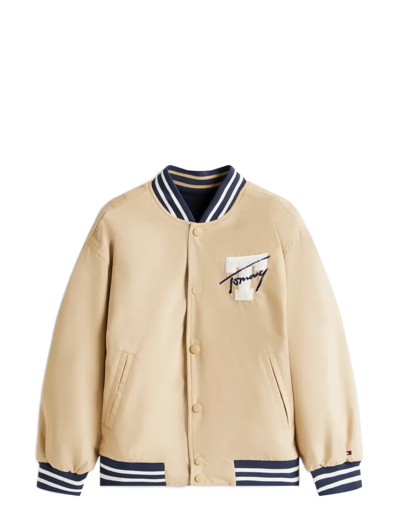 Tommy Hilfiger REVERSIBLE BOMBER JACKET - Bomberjackor - GENTLE GOLD DARK NIGHT NAVY / beige