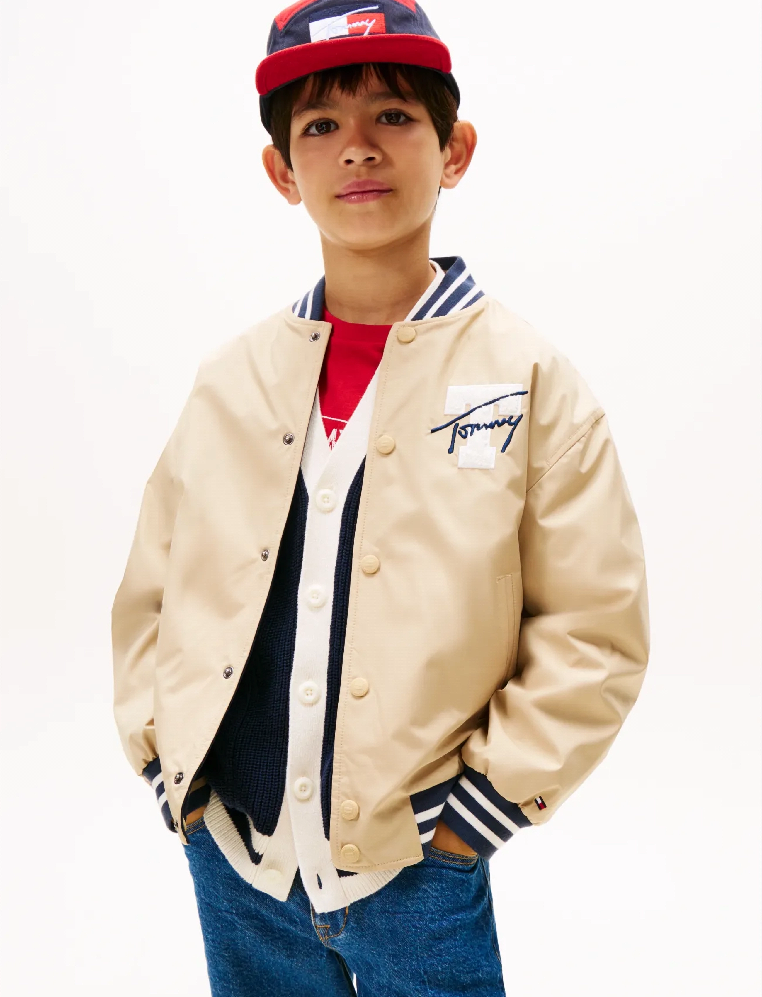 Tommy Hilfiger Reversible Bomber Jacket, 176, Beige, Jakker & Frakker > Bomber, Børn