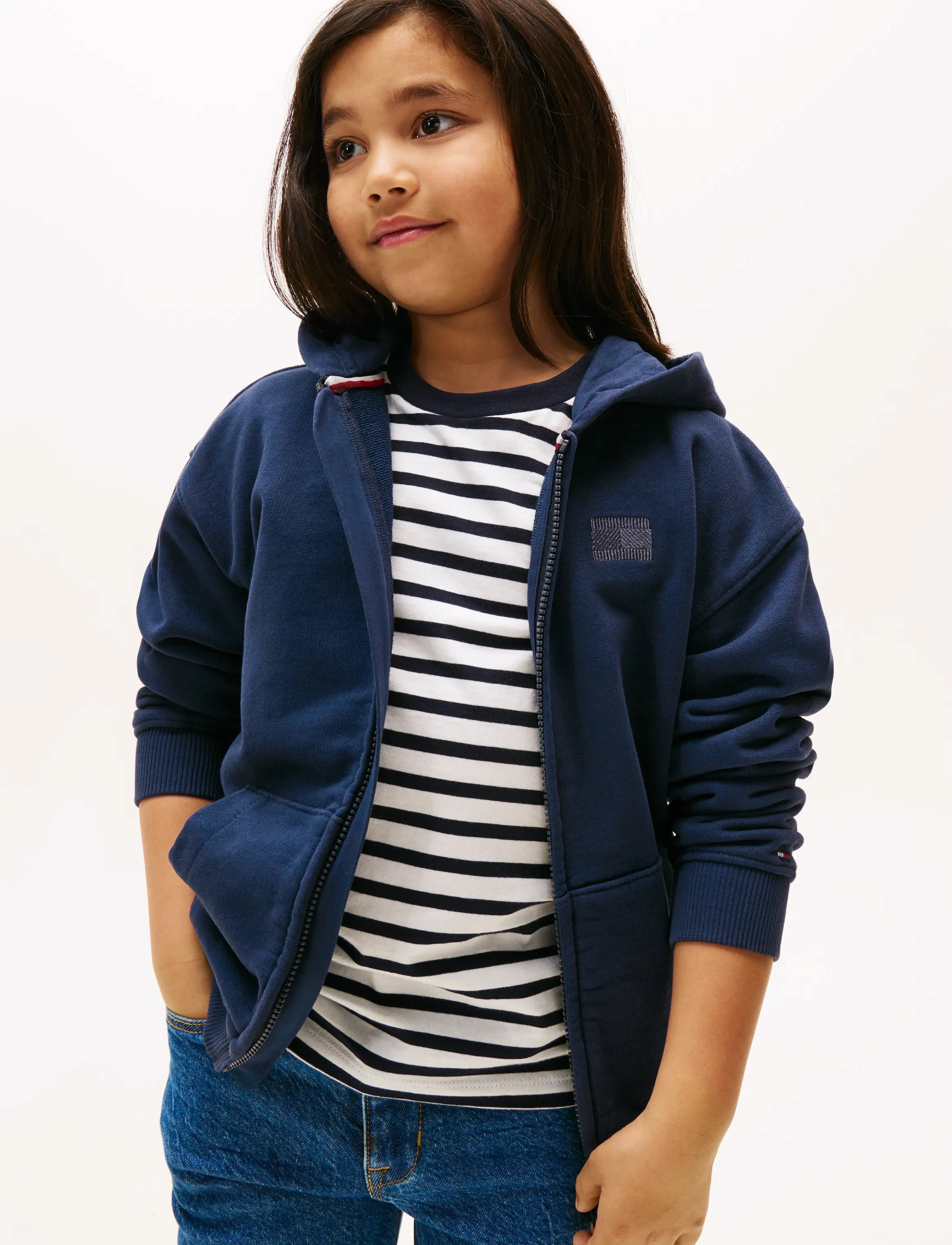 Tommy Hilfiger TONAL FLAG EMB  ZIP HOODIE - Tøj - DARK NIGHT NAVY / navy