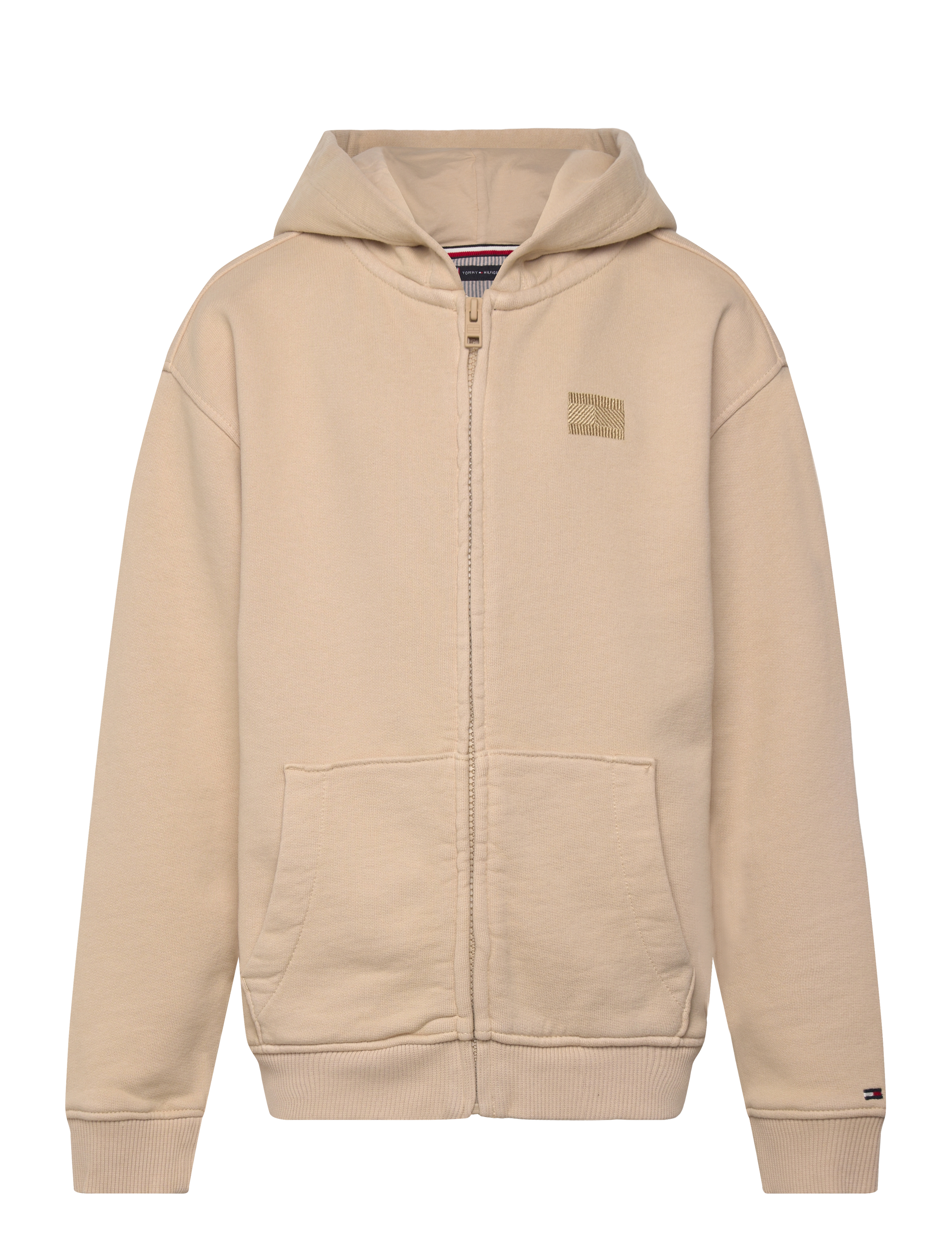 Tommy Hilfiger TONAL FLAG EMB  ZIP HOODIE - Tommy Hilfiger - GENTLE GOLD / cream