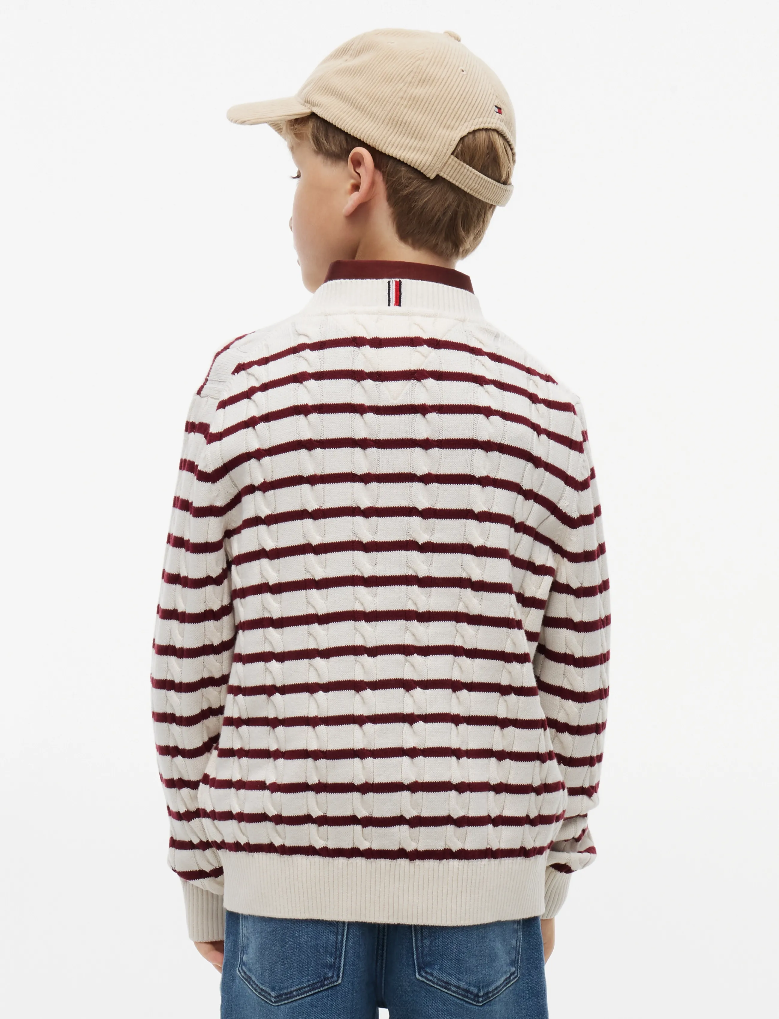 Tommy Hilfiger - COTTON CABLE SWEATER - jumpers - ivory petal   burgundy stripe - 2