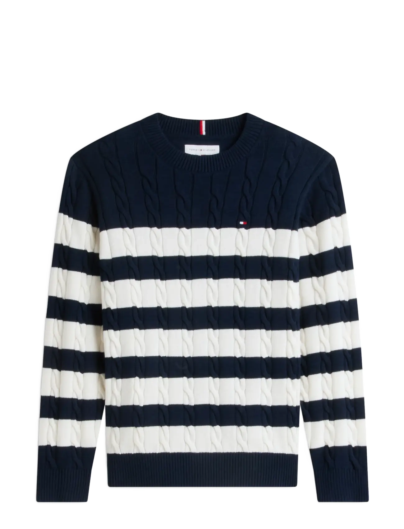 Tommy Hilfiger - COTTON CABLE SWEATER - pullover - dark blue  ivory petal stripe - 1