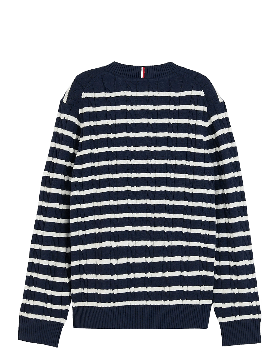 Tommy Hilfiger - COTTON CABLE SWEATER - stickade tröjor - dark blue ivory petal stripe - 1