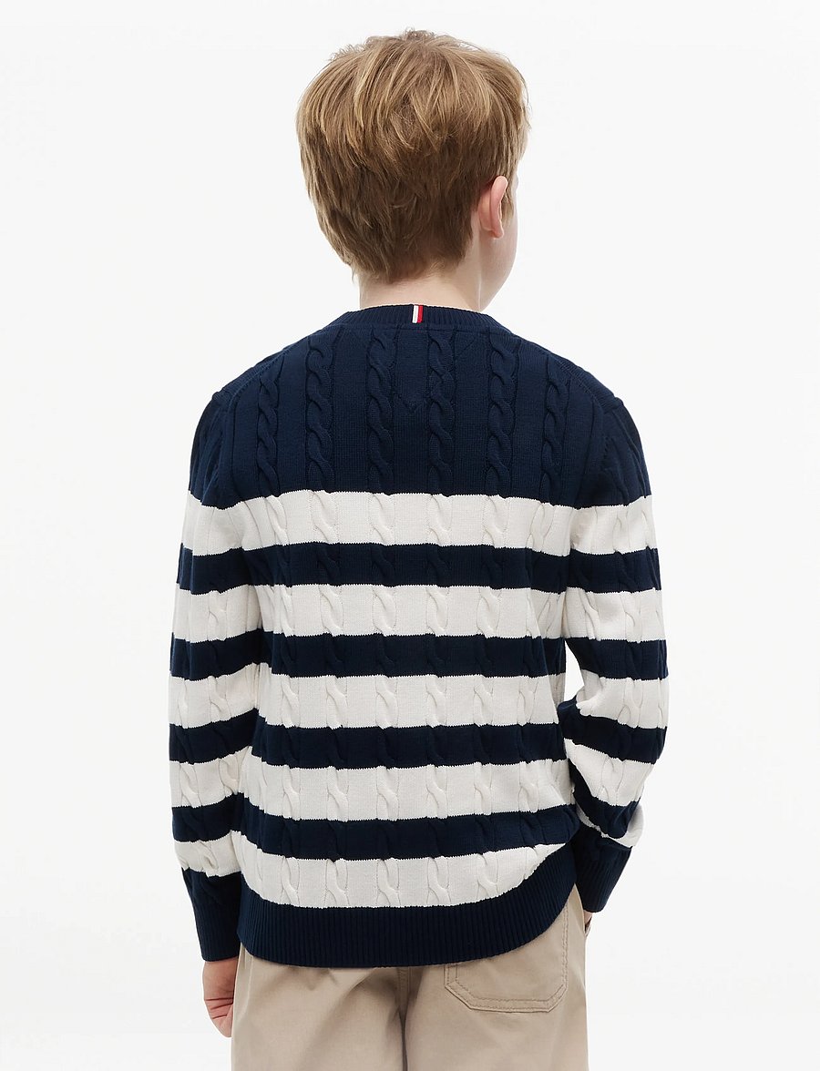 Tommy Hilfiger - COTTON CABLE SWEATER - džemprid - dark blue ivory petal stripe - 2