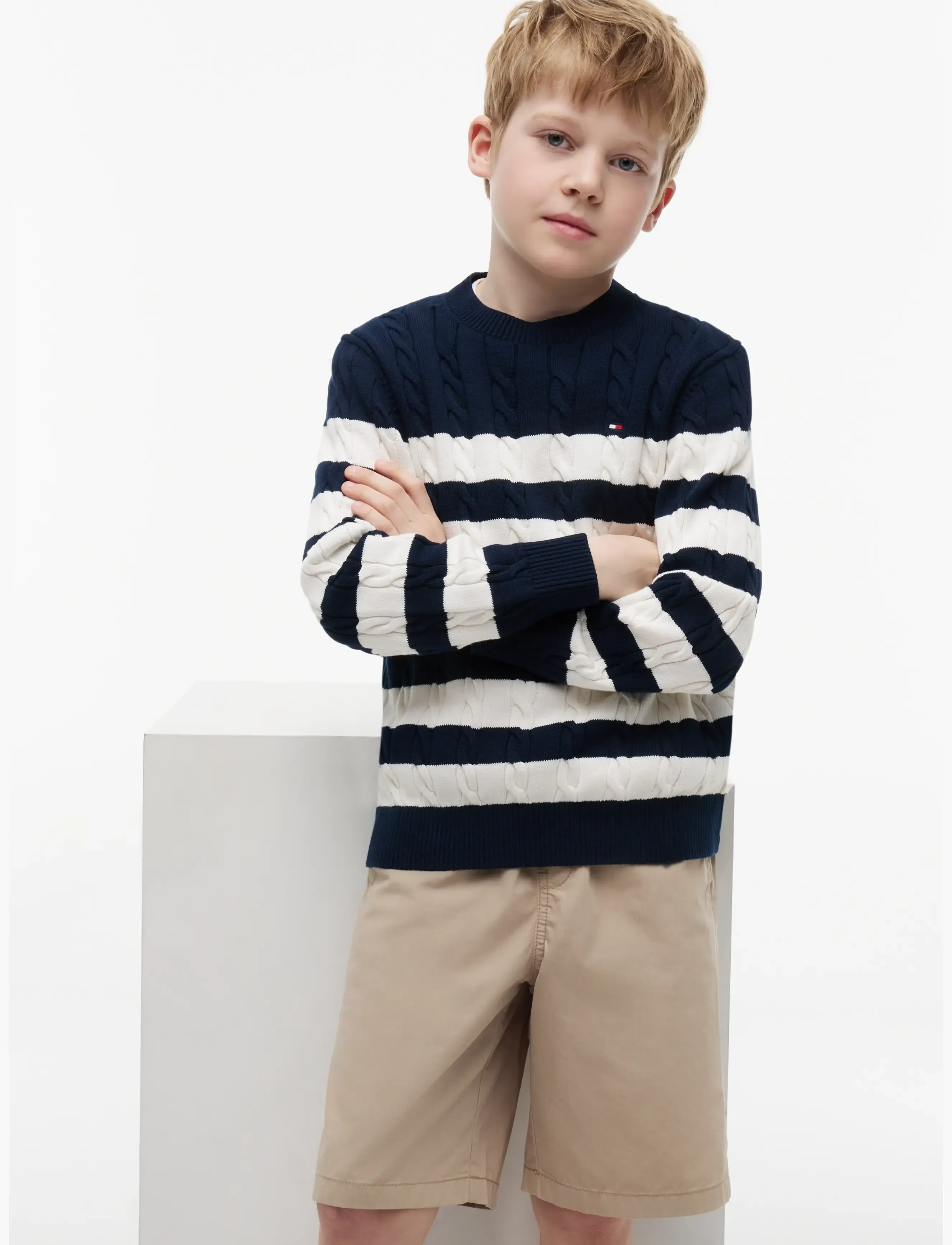 Tommy Hilfiger - COTTON CABLE SWEATER - pullover - dark blue  ivory petal stripe - 3