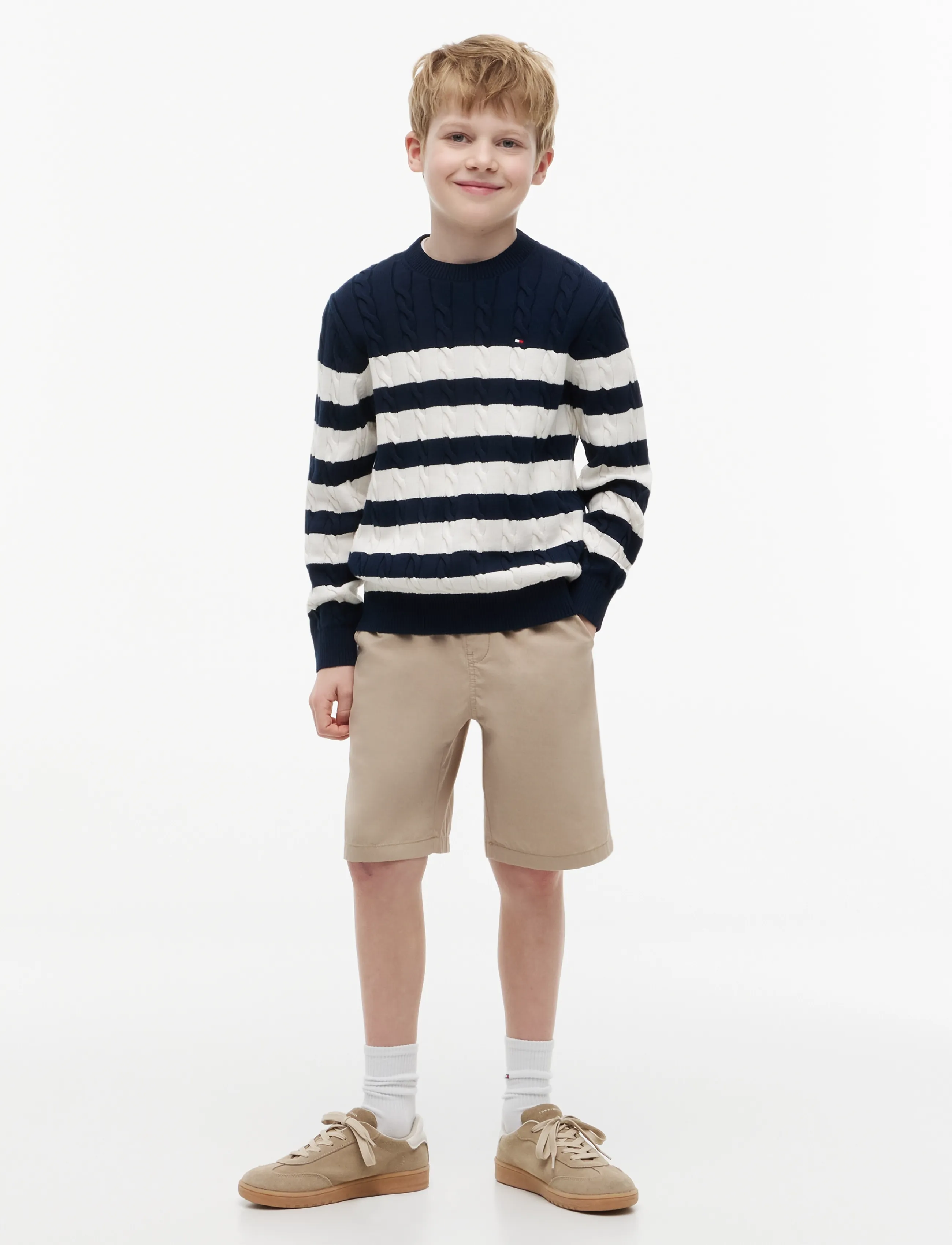 Tommy Hilfiger - COTTON CABLE SWEATER - pullover - dark blue  ivory petal stripe - 4