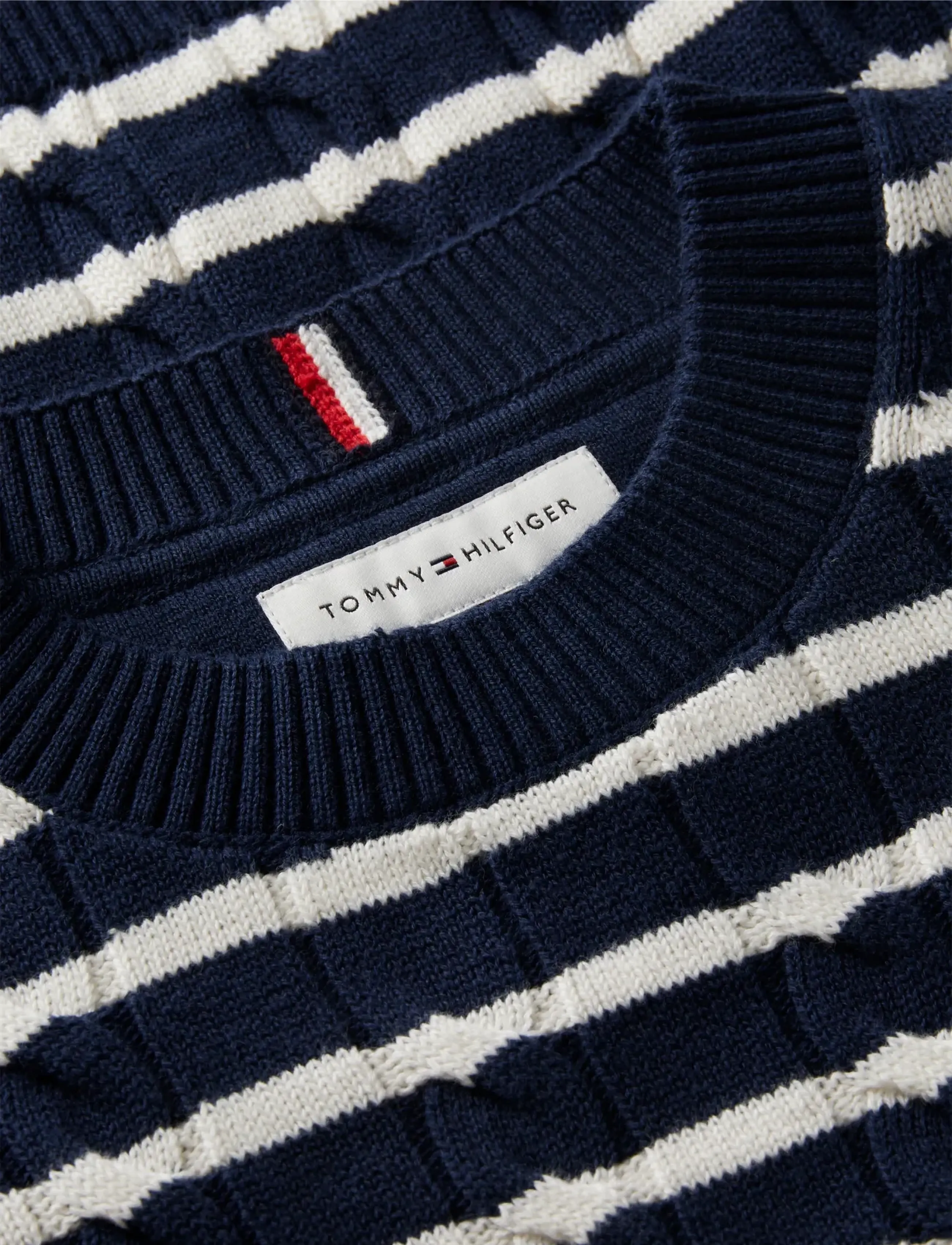 Tommy Hilfiger - COTTON CABLE SWEATER - trøjer - dark blue  ivory petal stripe - 2