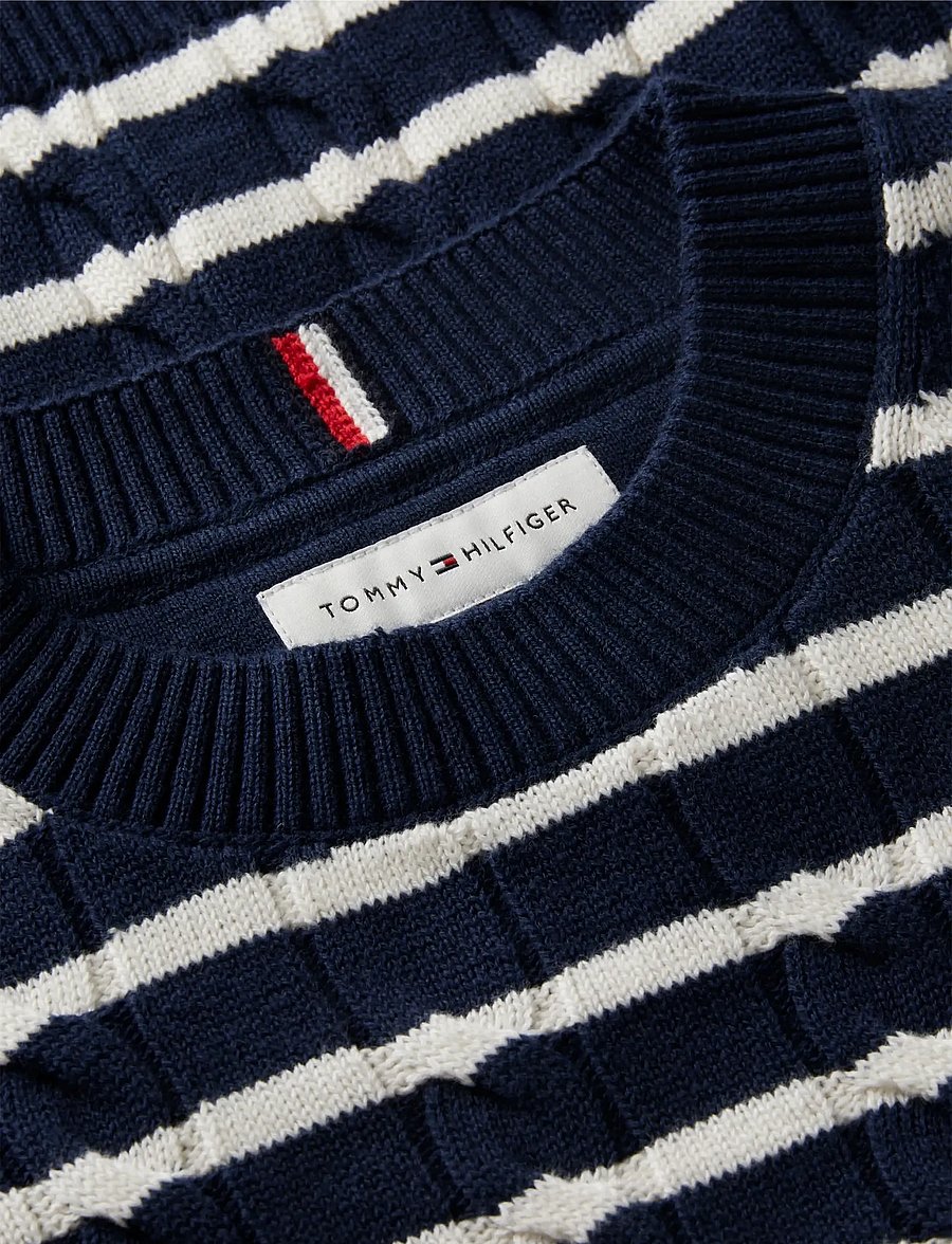 Tommy Hilfiger - COTTON CABLE SWEATER - stickade tröjor - dark blue ivory petal stripe - 2