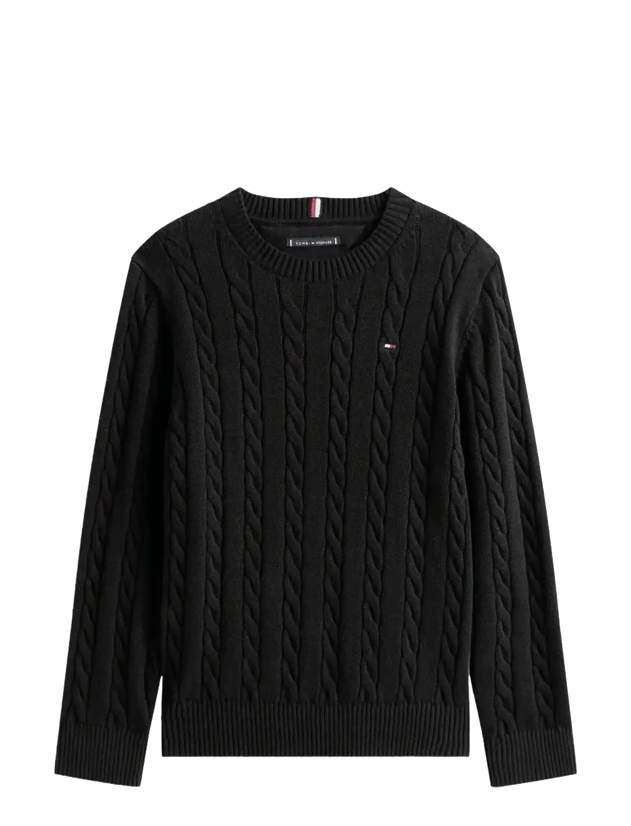 Tommy Hilfiger COTTON CABLE SWEATER - Sügisesed riided - BLACK / black