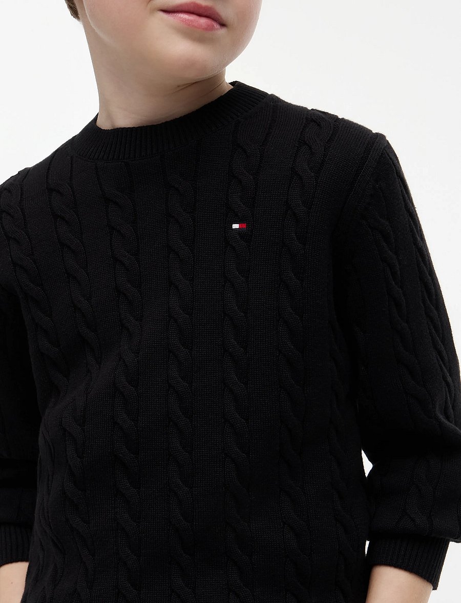 Tommy Hilfiger - COTTON CABLE SWEATER - džemprid - black - 3