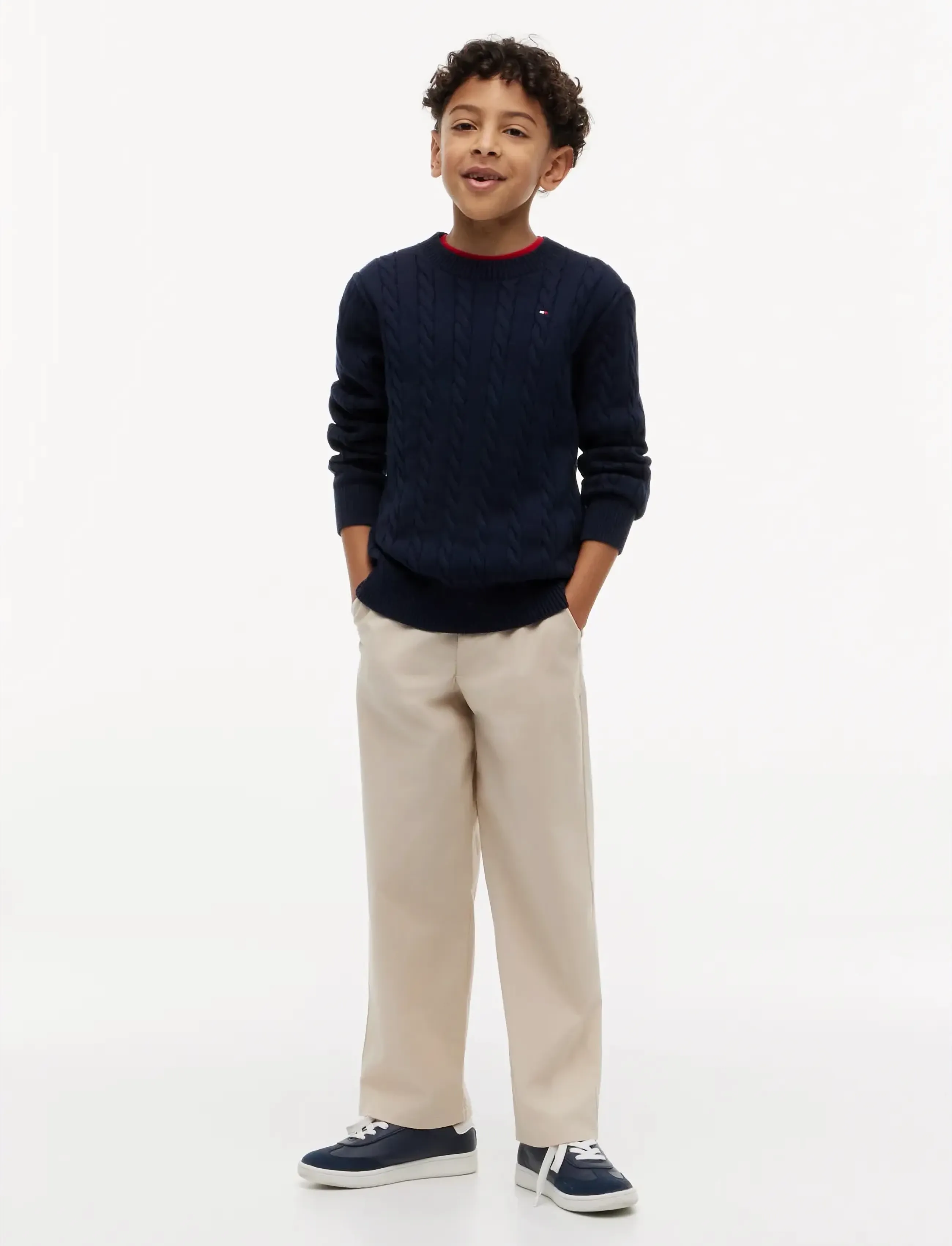 Tommy Hilfiger - COTTON CABLE SWEATER - trøjer - dark blue - 4