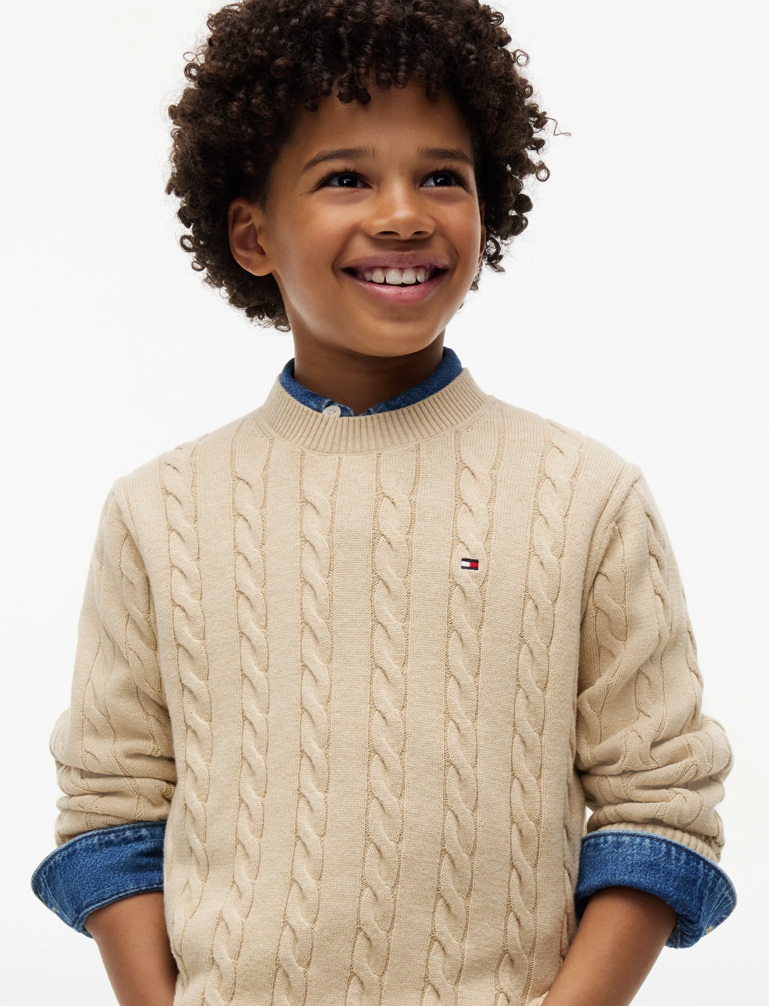 Tommy Hilfiger - COTTON CABLE SWEATER - trøjer - gentle gold htr - 3