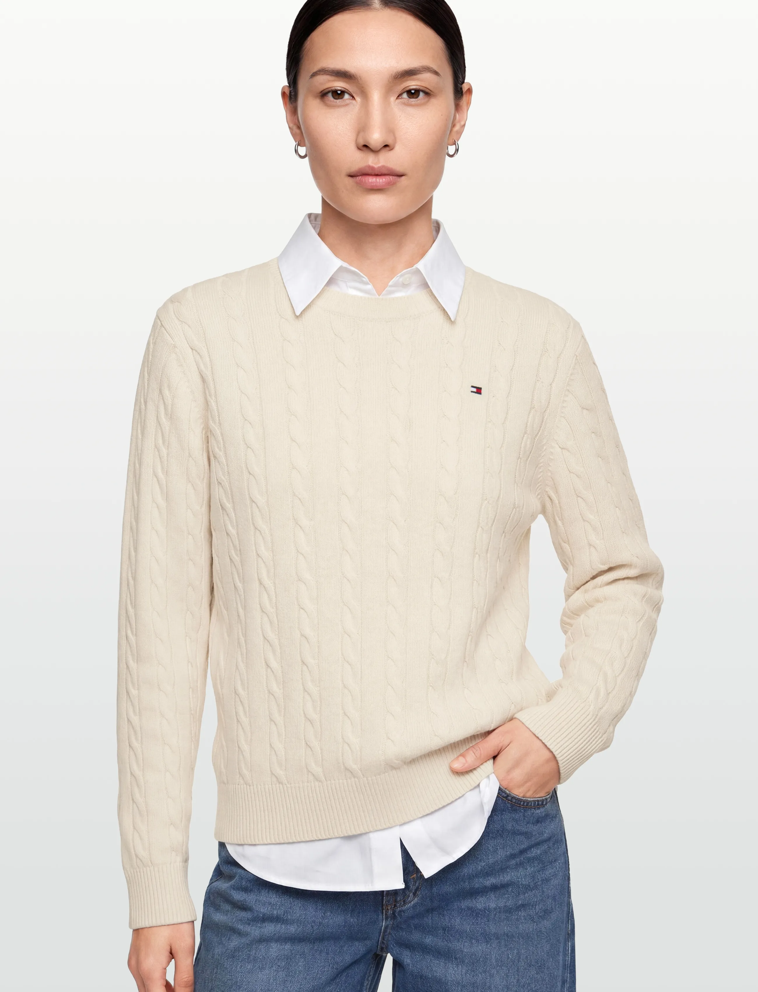 Tommy Hilfiger - COTTON CABLE SWEATER - pullover - ivory petal - 3
