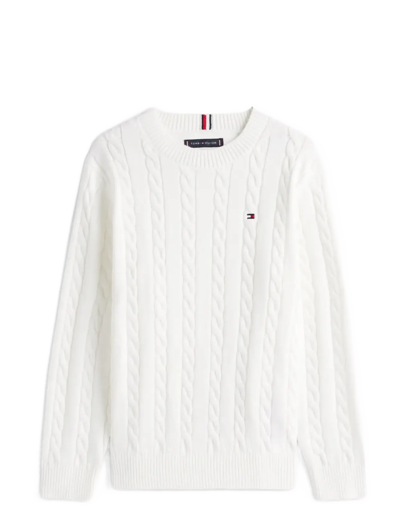 Tommy Hilfiger COTTON CABLE SWEATER - Strik - IVORY SILK / white