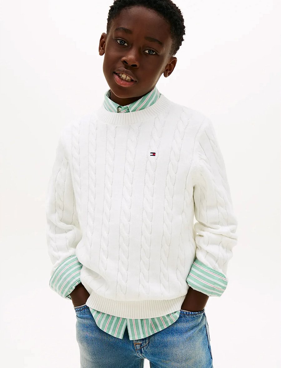 Tommy Hilfiger - COTTON CABLE SWEATER - pullover - ivory silk - 0