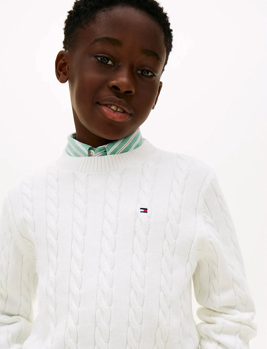 Tommy Hilfiger - COTTON CABLE SWEATER - pullover - ivory silk - 4