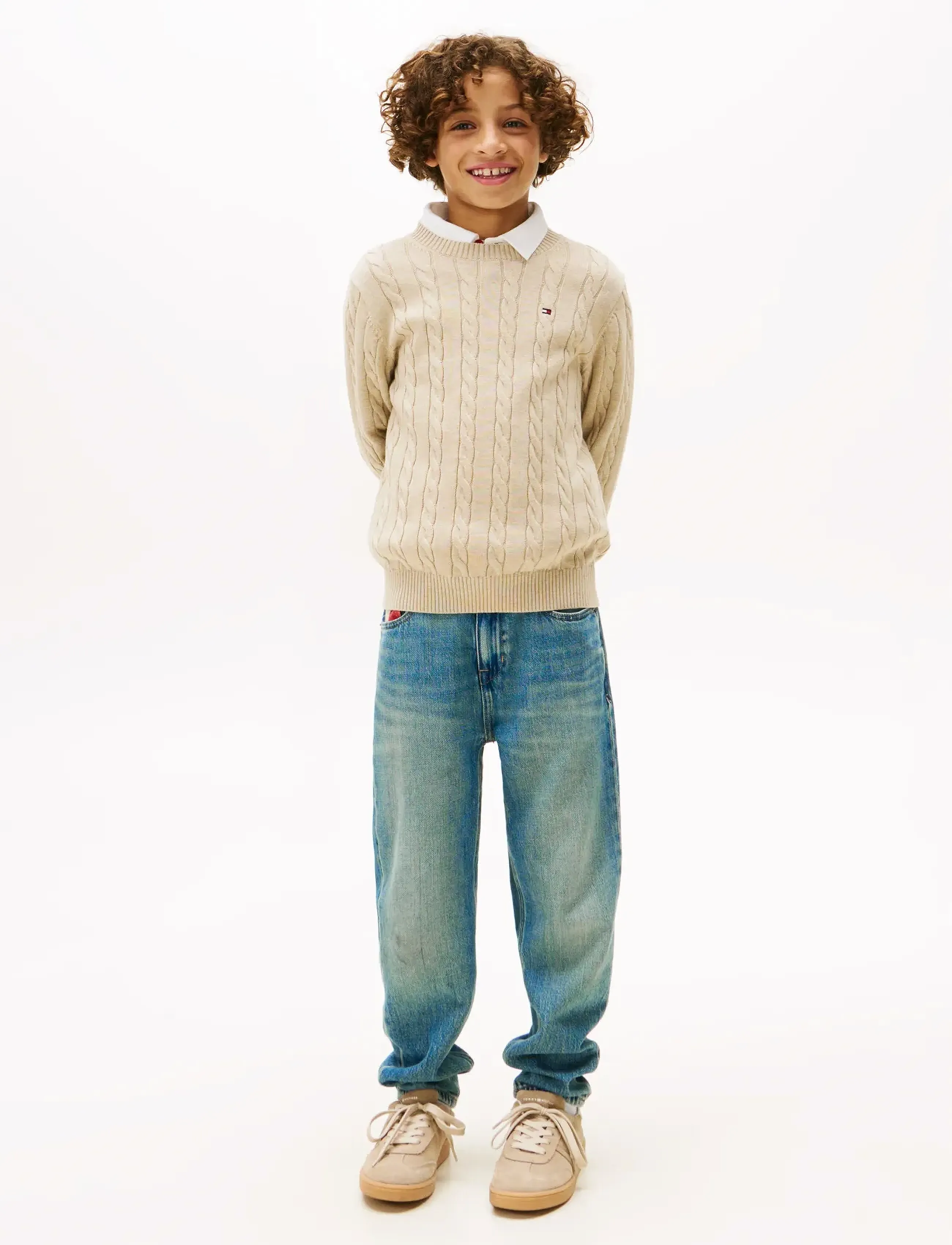 Tommy Hilfiger - COTTON CABLE SWEATER - trøjer - malted milk heather - 2