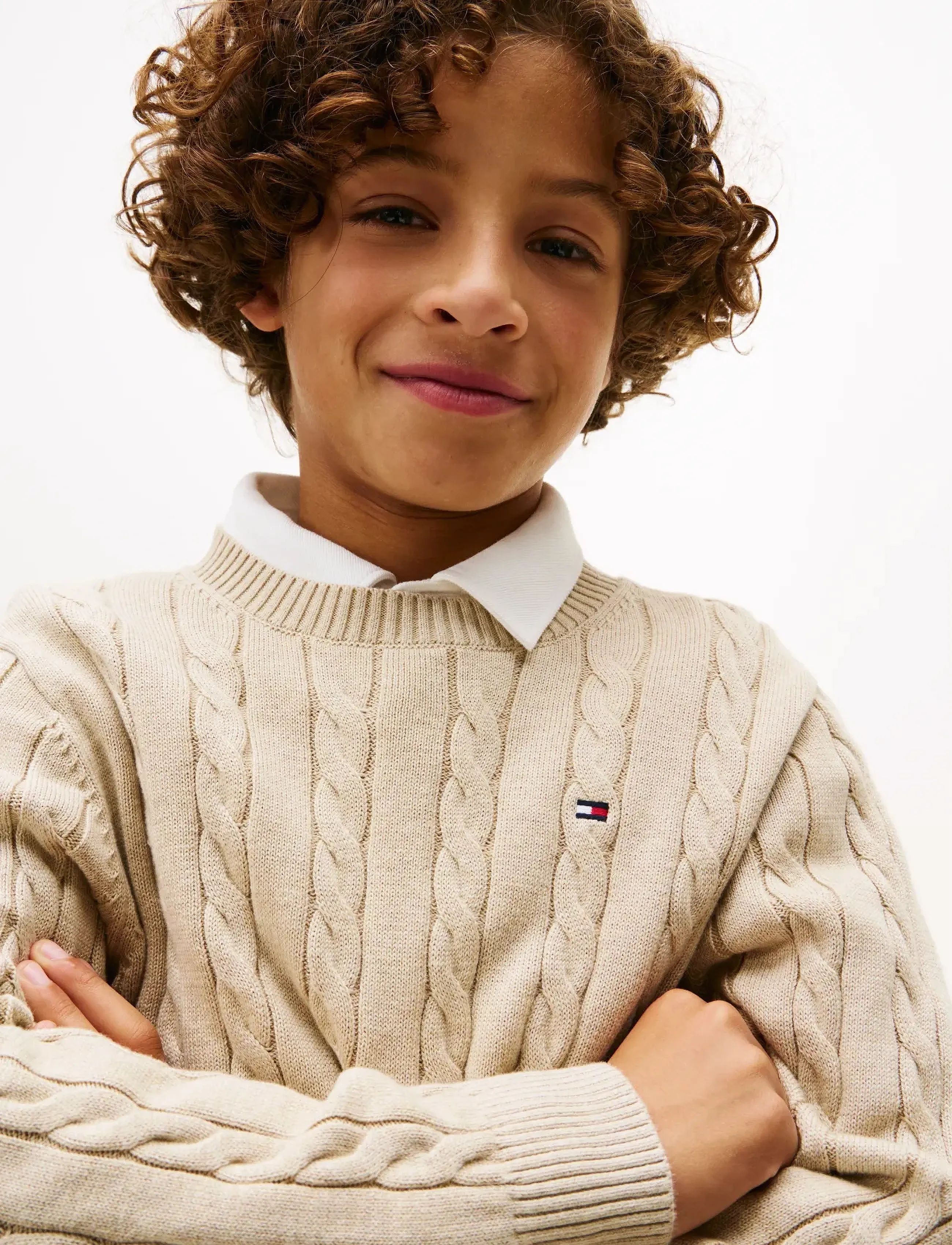 Tommy Hilfiger - COTTON CABLE SWEATER - trøjer - malted milk heather - 4