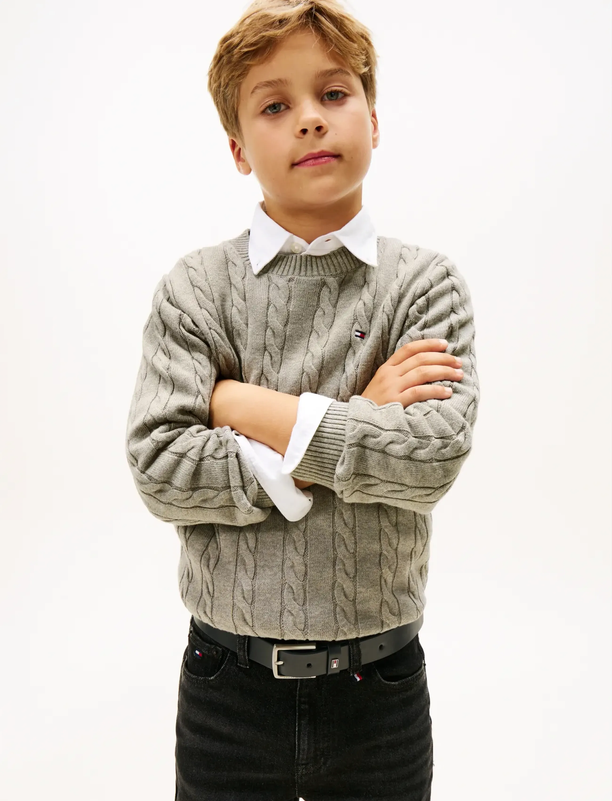 Tommy Hilfiger COTTON CABLE SWEATER - Jumpers - MID GREY HEATHER / grey