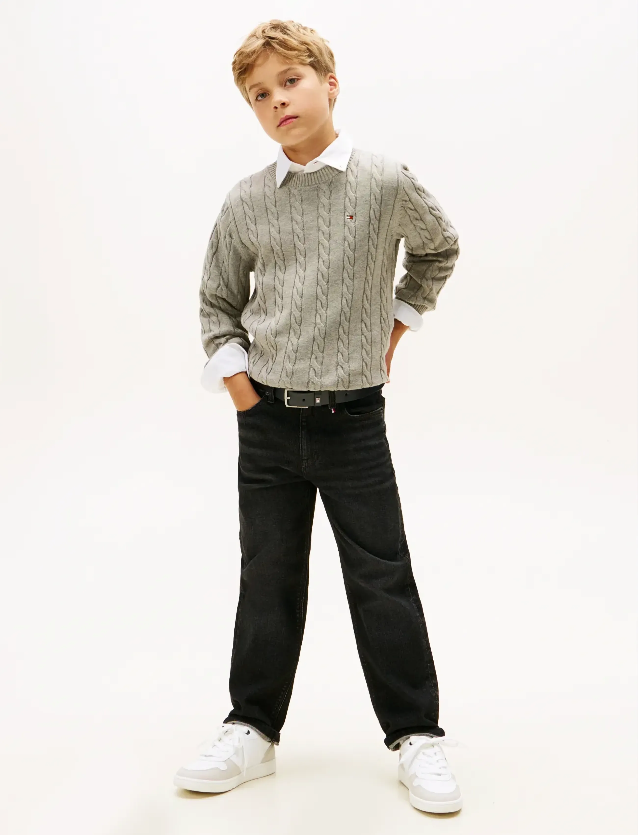 Tommy Hilfiger - COTTON CABLE SWEATER - trøjer - mid grey heather - 2