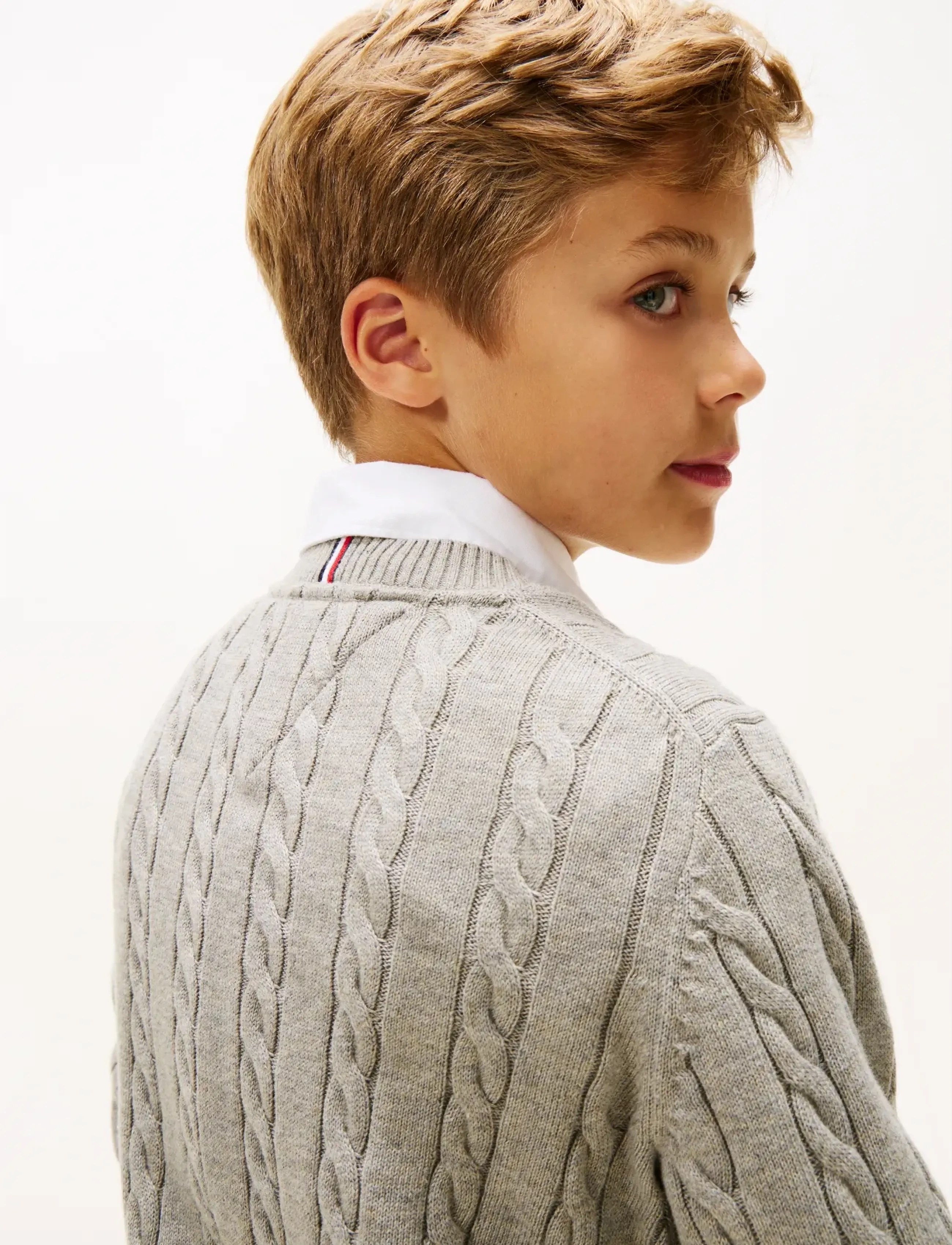 Tommy Hilfiger - COTTON CABLE SWEATER - trøjer - mid grey heather - 4