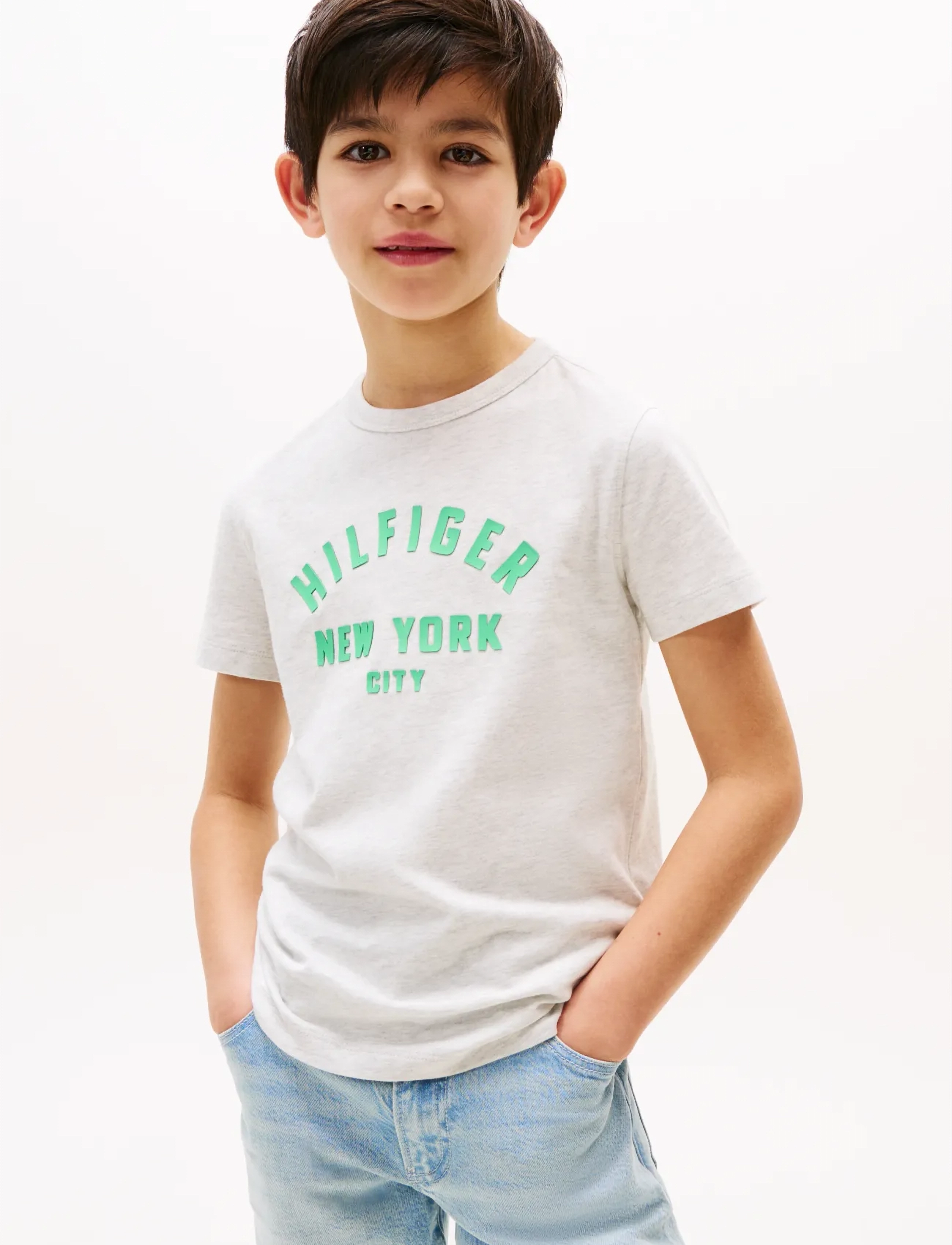 Tommy Hilfiger CURVED HILFIGER GRAPHIC TEE SS - Kurzärmelige - GREY HEATHER / grey