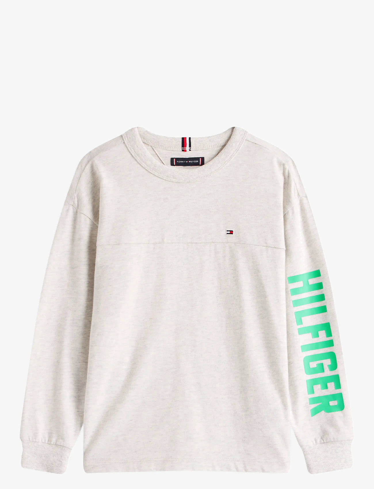 Tommy Hilfiger - HILFIGER SLEEVE GRAPHIC TEE LS - sweatshirts - grey heather - 1